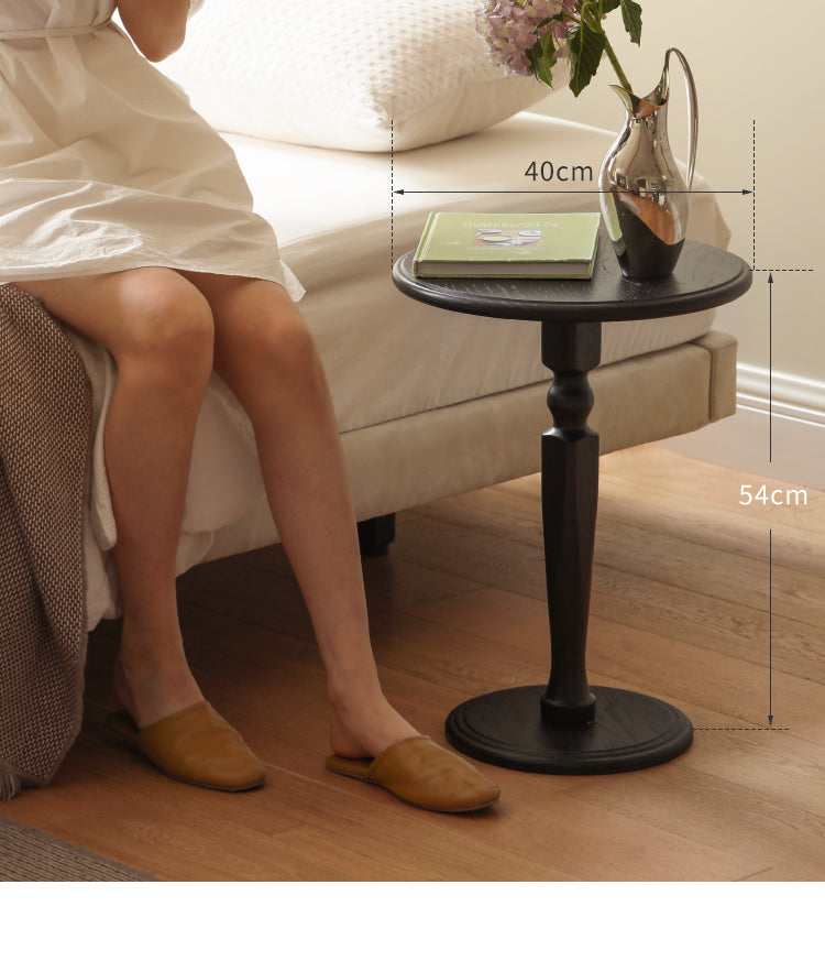 Solid Oak Wood Side Table - Small Black End Table for Living Room, Bedroom & Office - Durable & Stylish Furniture for Home Decor