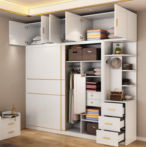 Solid Wood Wardrobe Closet for Bedroom - Spacious Wooden Cabinet with Shelves & Hanging Rod, Lockable Storage Organizer - Perfect for Master Bedroom, Guest Room or Walk-in Closet Organization
