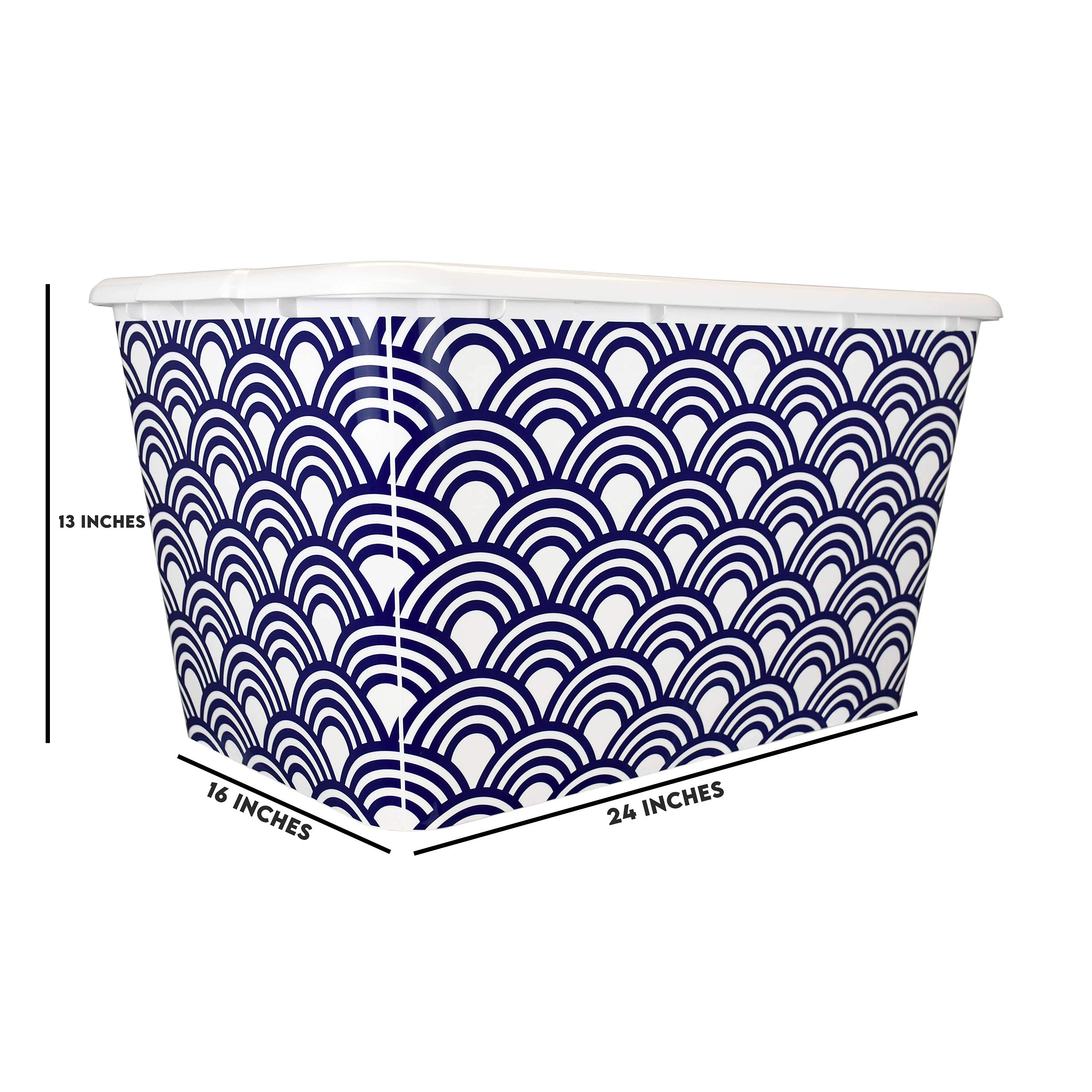 14.5-Gallon Stackable Plastic Storage Bins with White Lids - 4-Pack Blue Rainbow Containers for Home Organization, Garage Storage & Moving Supplies