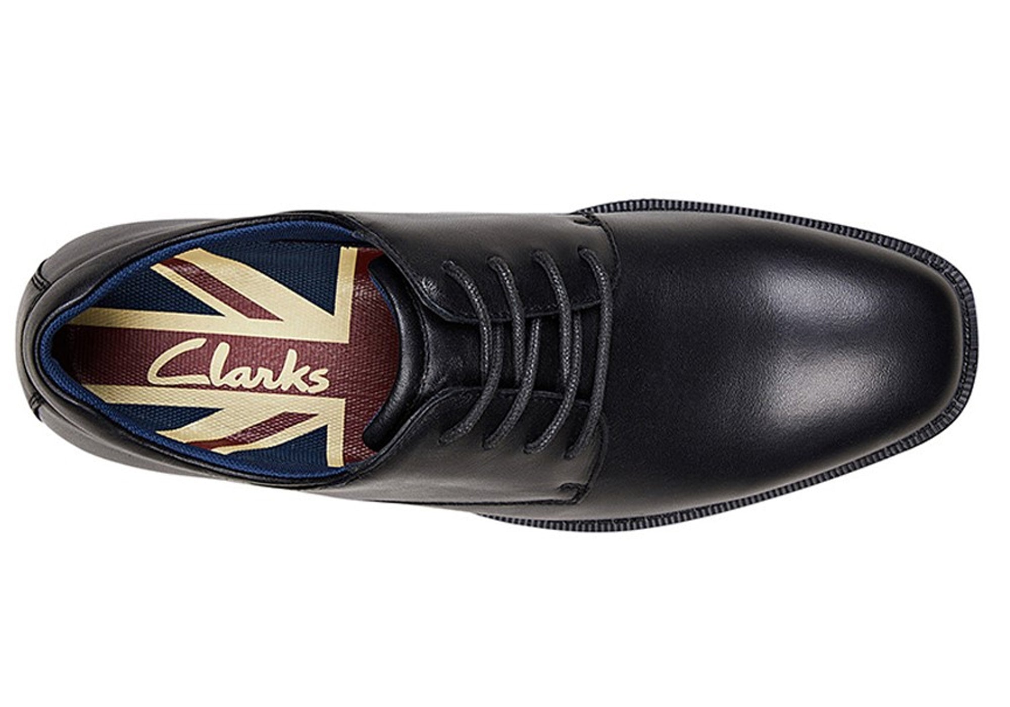 Clarks Boston Senior Black Leather School Shoes for Boys & Girls - Comfortable E Width for All-Day Wear - Perfect for School, Uniforms & Formal Occasions