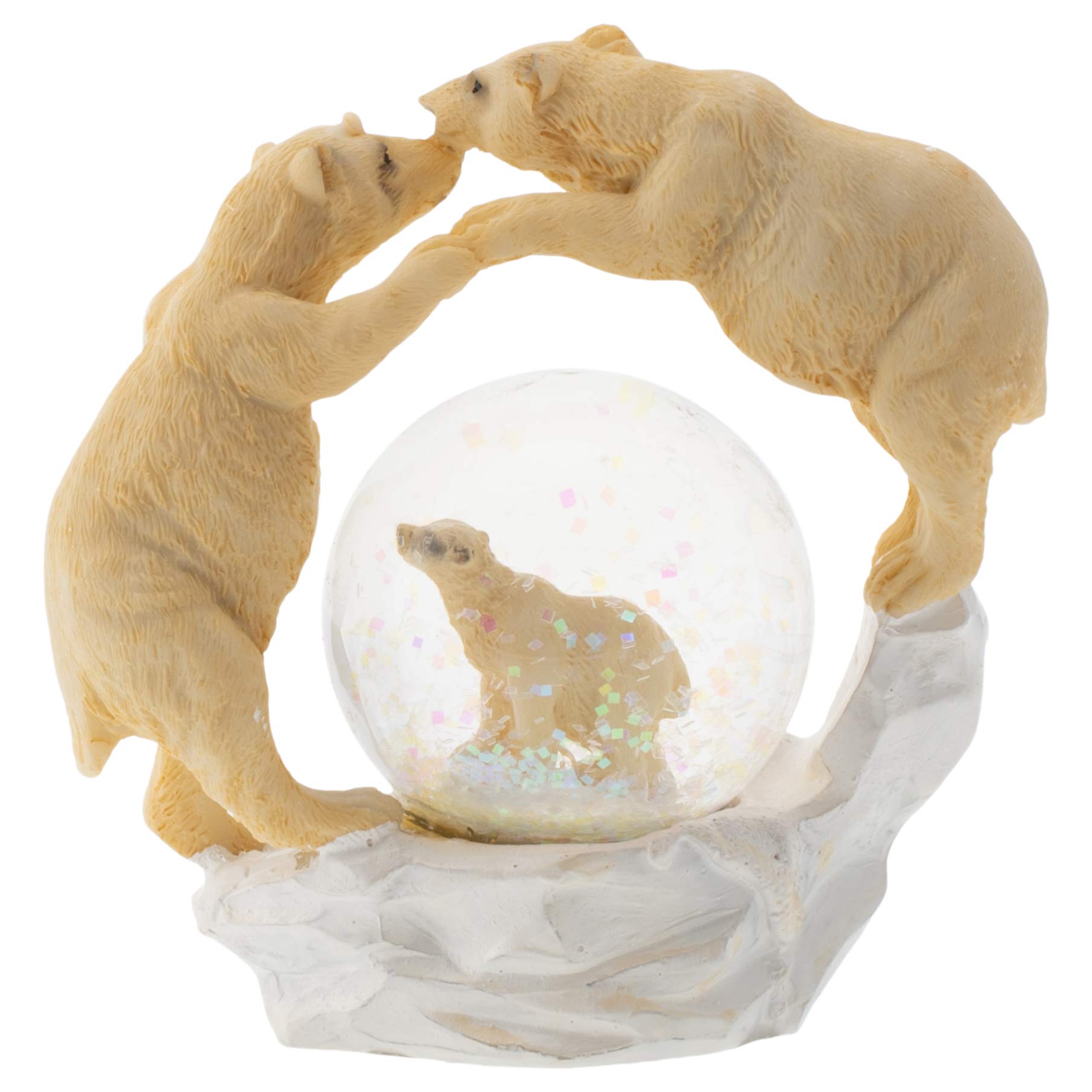 Elanze Designs White Polar Bear Family Figurine - 45MM Miniature Snow Globe with Glitter Water, Polyresin Tabletop Decoration for Dresser, Nightstand, or Gift | Perfect for Winter Home Decor, Christmas Display & Cozy Bedroom Accent