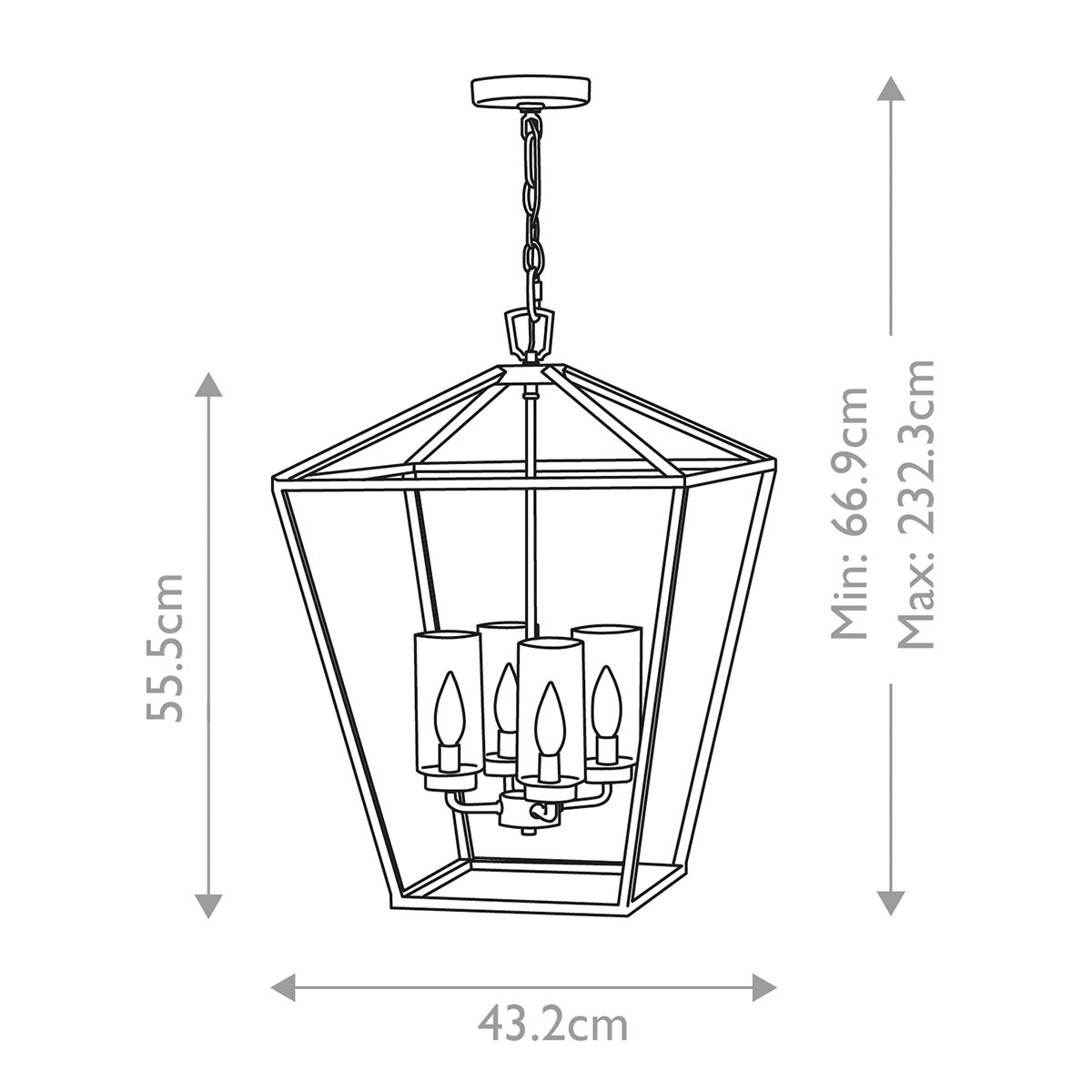 Alford Place 4-Light Outdoor Pendant Light Fixture - Museum Black Finish, IP44 Rated, E14 Socket - Perfect for Patio, Porch, and Garden Lighting