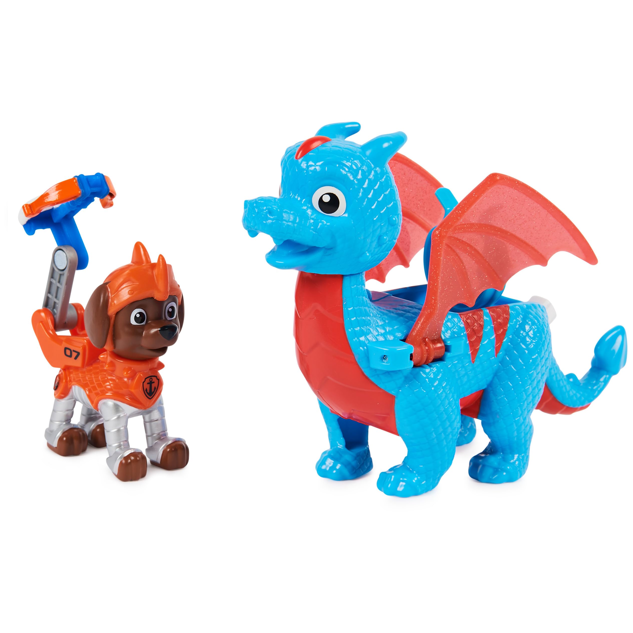 Paw Patrol Rescue Knights Zuma & Dragon Ruby Action Figures Set - Kids Toys for Ages 3+ | Birthday Gifts, Role Play, Adventure Playtime
