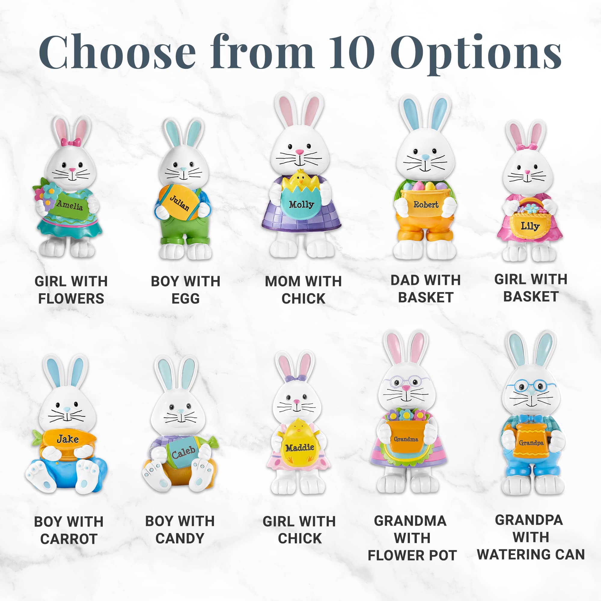 Personalized Easter Bunny Family Resin Figurine - Custom Easter Home Decor for Kids - Perfect for Easter Basket Gifts, Spring Home Decoration & Family Keepsakes