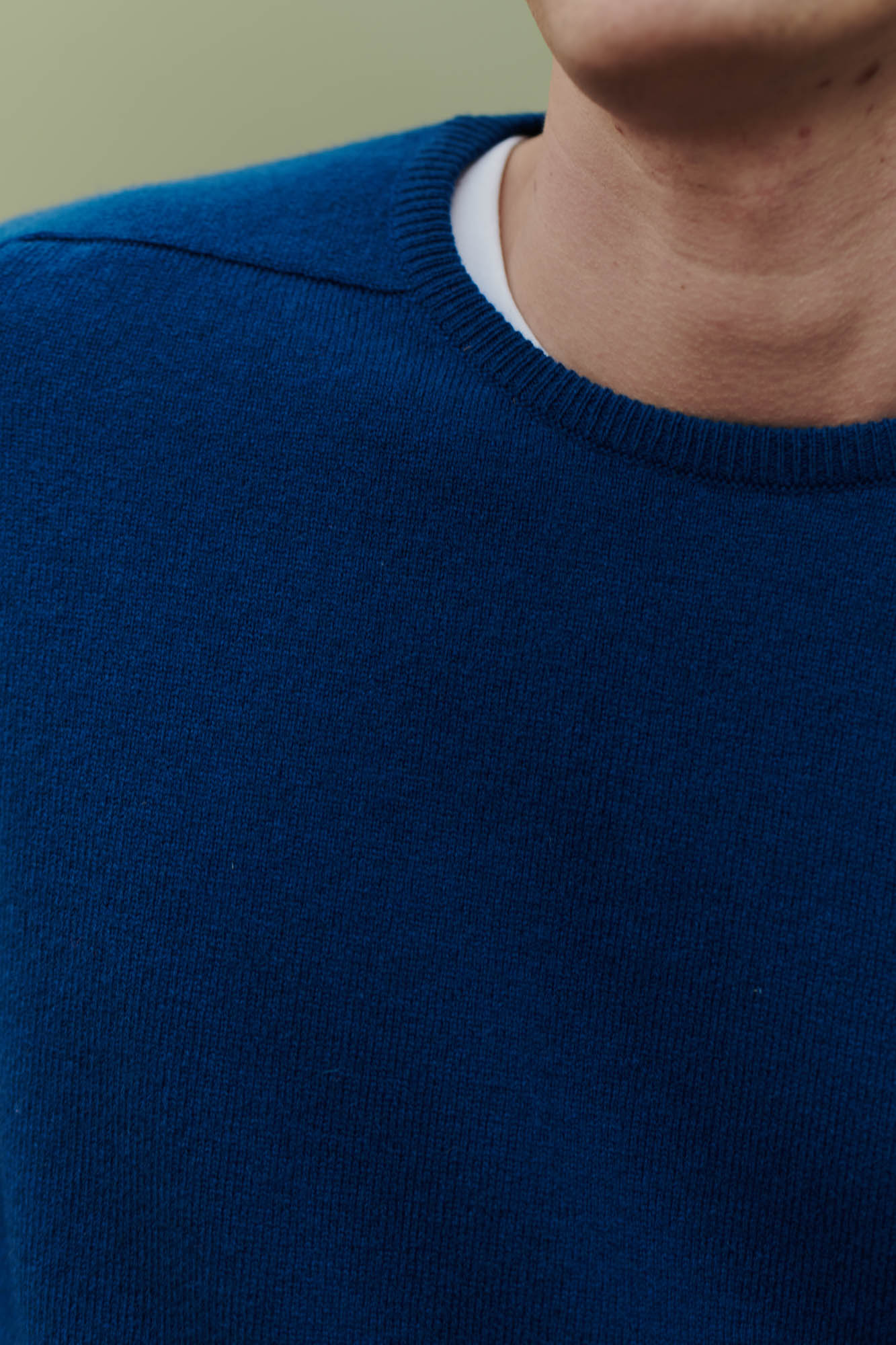 Premium Men's Lambswool Sweater - Saddle Shoulder Crew Neck Pullover in Vibrant Blue | Warm Winter Knitwear for Casual Outings & Office Wear