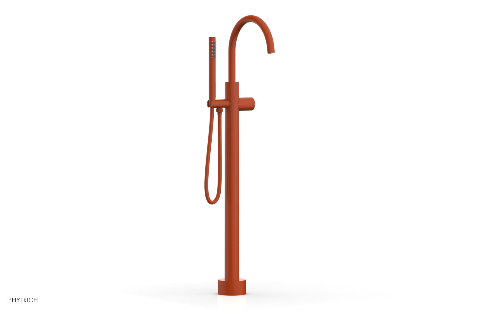 BASIC II Tall Floor Mount Tub Filler with Smooth Handle & Hand Shower - Model 230 46 01 - Perfect for Modern Bathroom Renovations and Spa-Like Showers