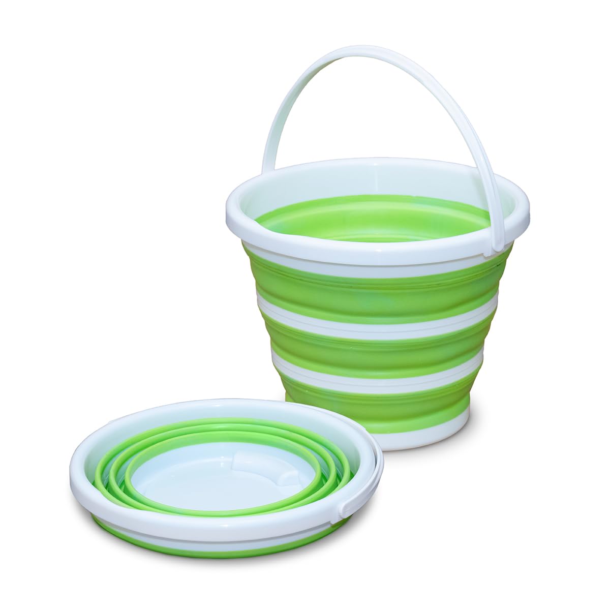 Pine-Sol Collapsible Bucket 2.6 Gallon - Foldable Plastic Pail for Cleaning, Car Washing, Outdoor & Camping - Portable Round Tub with Handle - Ideal for Home, Garage, RV & Travel Use