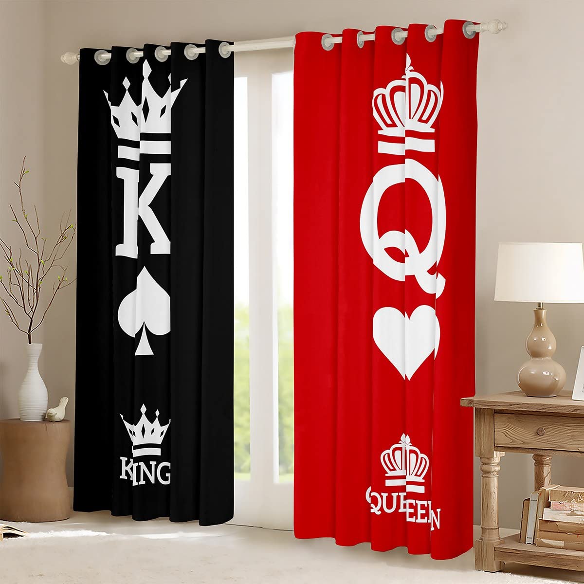 Feelyou Blackout Curtains for Bedroom - 52x84 Inch Darkening Drapes, 2 Panels Set, Romantic Couple Lovers Window Treatments for Valentine's Day, Living Room & Bedroom Decor - Perfect for Light Blocking, Privacy & Modern Home Decor