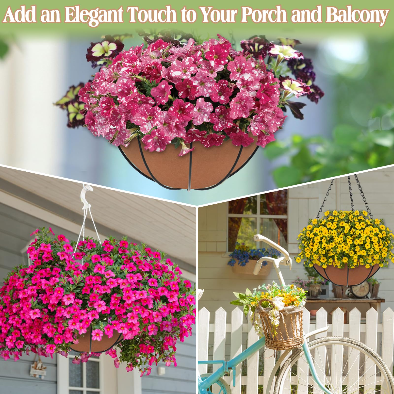 Halatool 4PCS 12 Inch Felt Hanging Basket Liners - Round Fabric Planter Basket Liner for Hanging Plants & Flowers, Eco-Friendly Coco Liner Alternative - Perfect for Indoor/Outdoor Garden Decor & Bird Nest Prevention