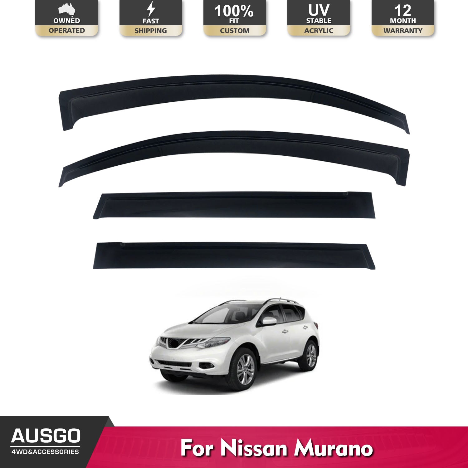 Weather Shields for Nissan Murano 2009-2015 - Rain Guards & Window Deflectors - Perfect for All-Weather Protection & Enhanced Style