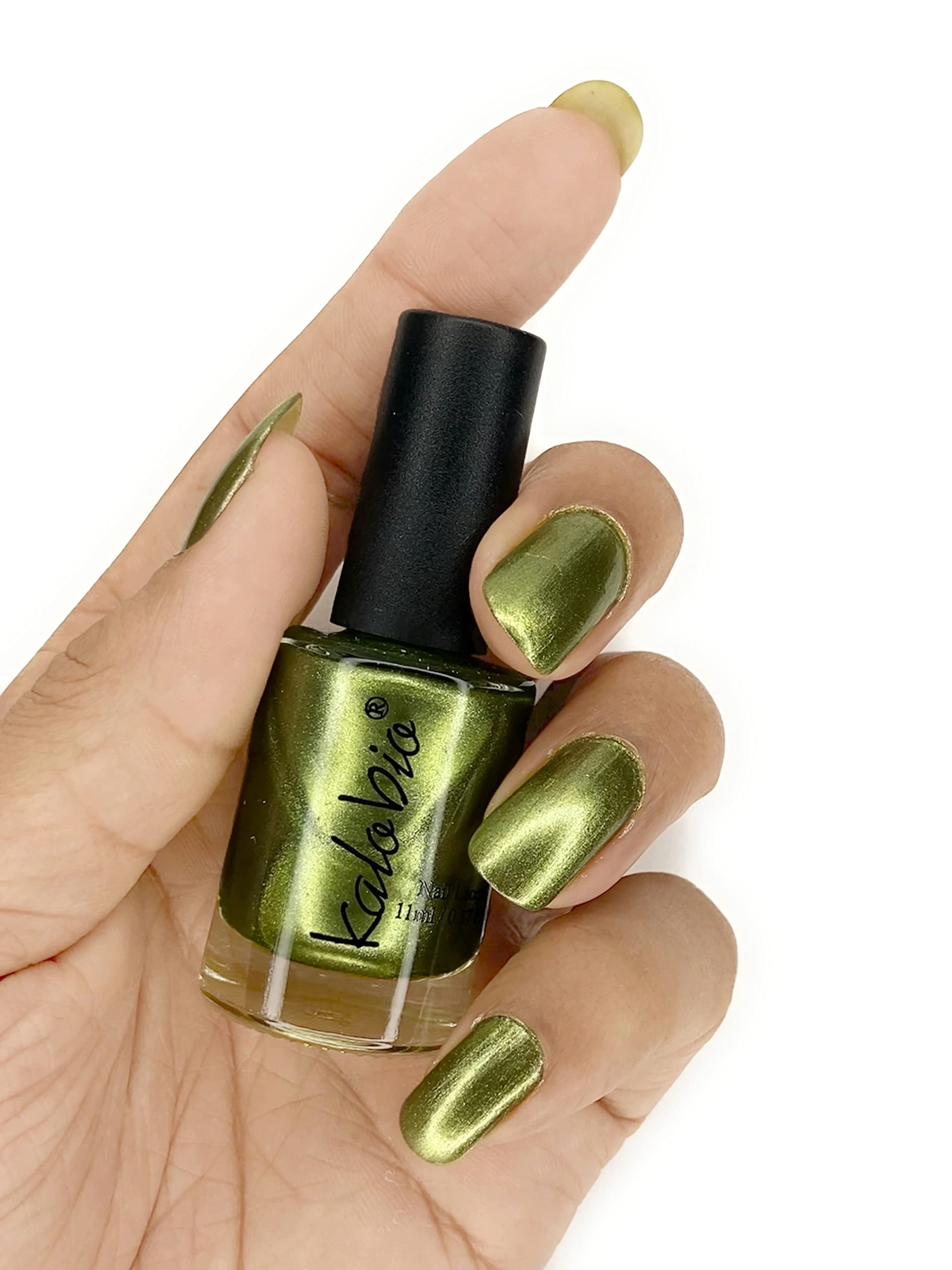 KALOBIO Metallic Finish Nail Polish - Venom Green M6, 10ml | High Shine Long Lasting Nail Enamel | Perfect for Parties, Halloween & Night Out Makeup Looks