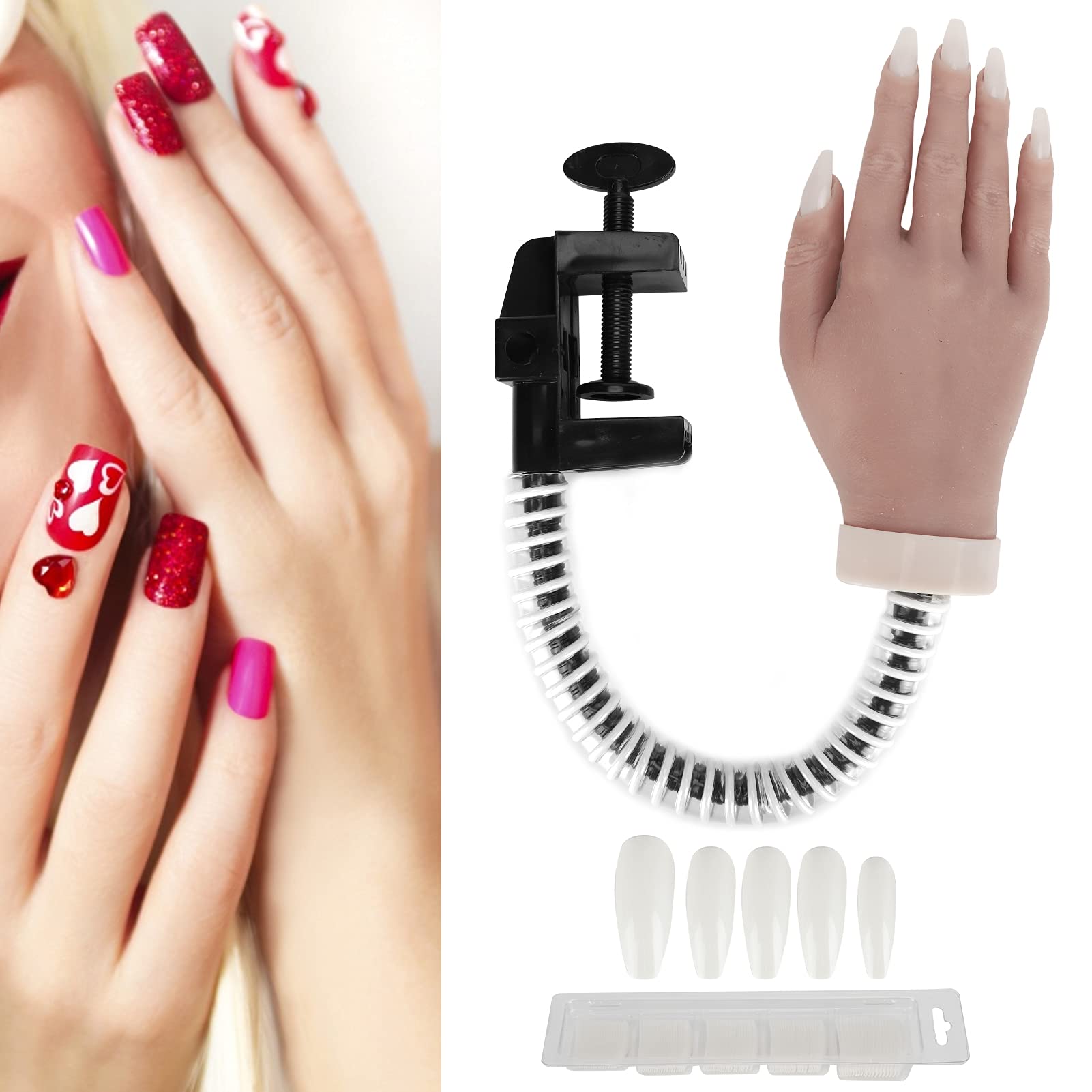 Professional Nail Art Practice Hand - Bendable, Stable Stand with High Simulation for Nail Technicians & Beginners | Perfect for Salon Training, Home Practice & Nail Art Design
