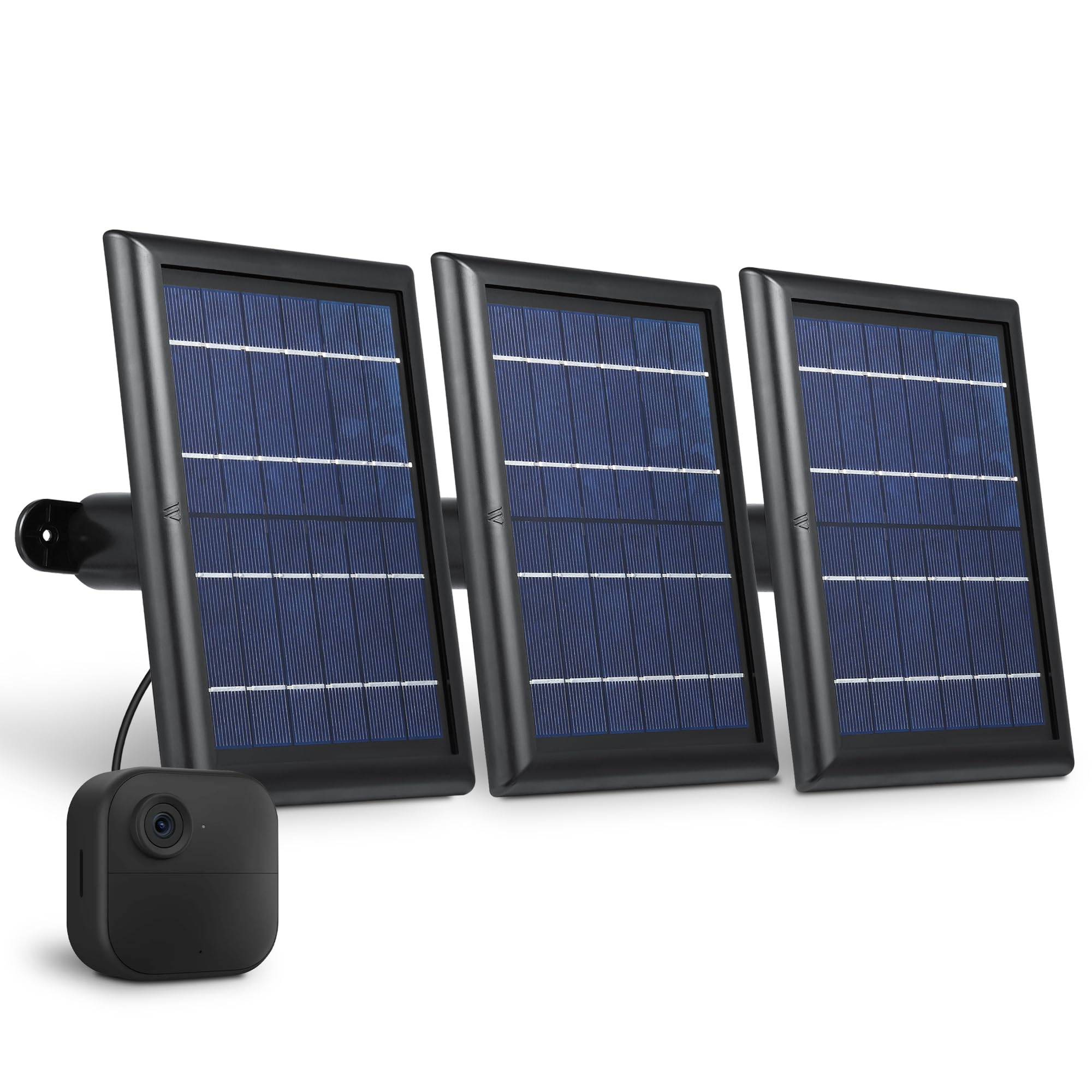 Wasserstein Solar Panel with Built-in Battery for Blink Outdoor 3/4 - 3 Pack Black (Camera Not Included) | Weatherproof Outdoor Security Camera Charging Solution for Home & Business Surveillance