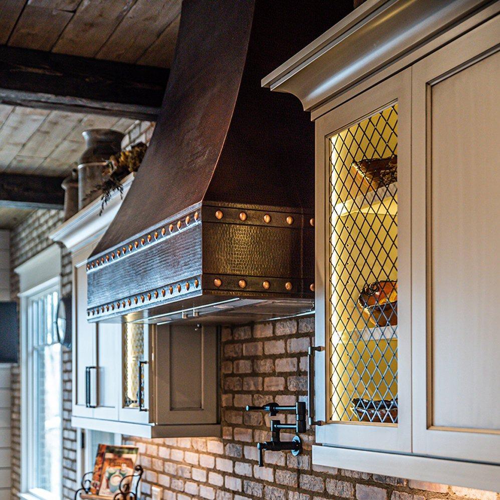Premier Copper 36 Inch Wall Mounted Range Hood in Hammered Copper Finish - Professional Kitchen Ventilation for Modern Homes