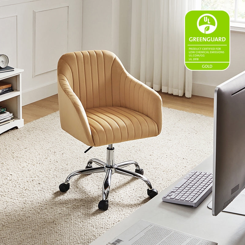 Theo Modern Velvet Office Chair with Tufted Back - Ergonomic Desk Chair for Home & Office Workspace, Comfortable Computer Gaming Chair for Long Hours Sitting