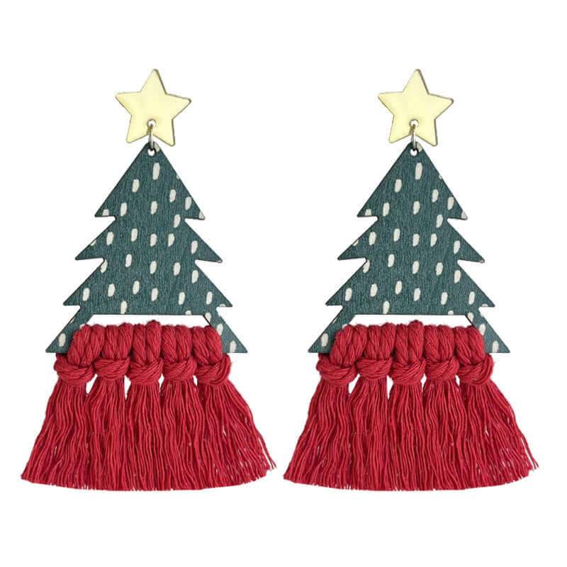 Festive Santa Claus Drop Earrings with Colorful Woven Tassels | HY1001 | Perfect for Christmas Parties, Holiday Gifts & Winter Fashion Accessories