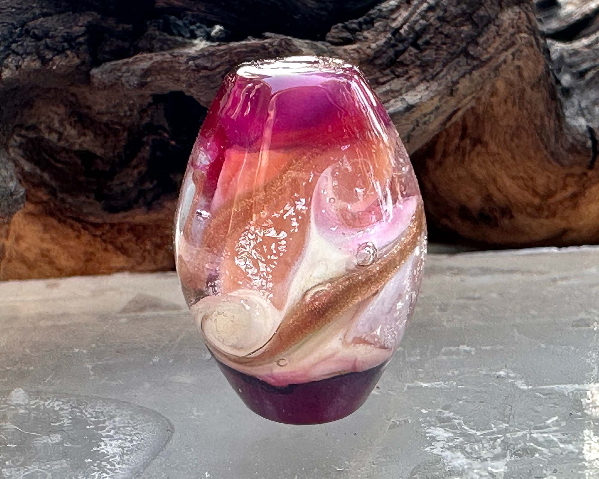 Magenta Swirl Dichroic Lampwork Glass Focal Bead for Jewelry Making - Perfect for Necklaces, Bracelets, and DIY Craft Projects
