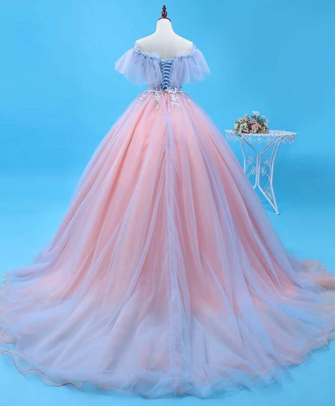 Elegant Pink Tulle Lace Long Prom Gown - Formal Evening Dress for Women - Perfect for Homecoming, Quinceañera & Special Occasions