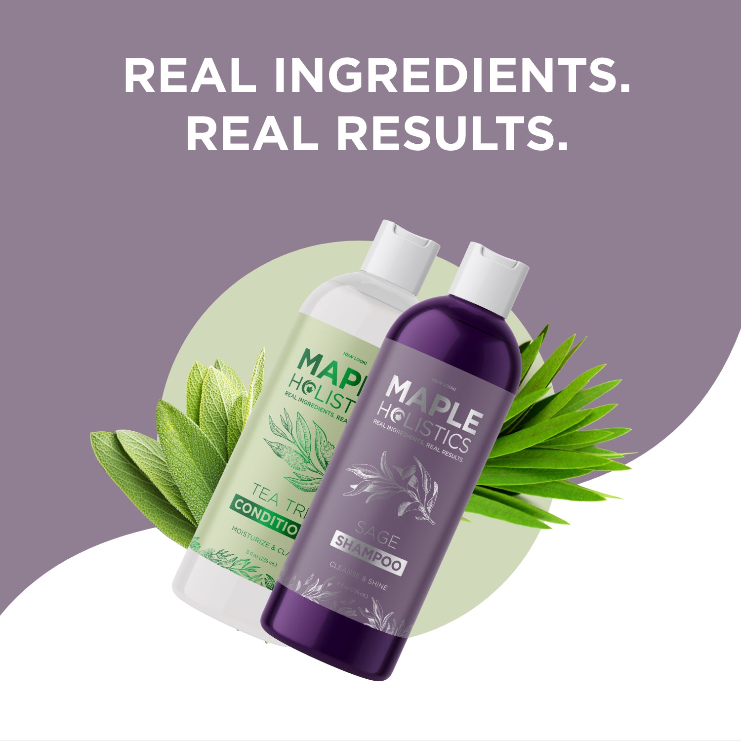 Sage Shampoo and Tea Tree Conditioner Set for Hair Growth & Scalp Care - Natural Volumizing & Moisturizing Hair Care Duo for Daily Use