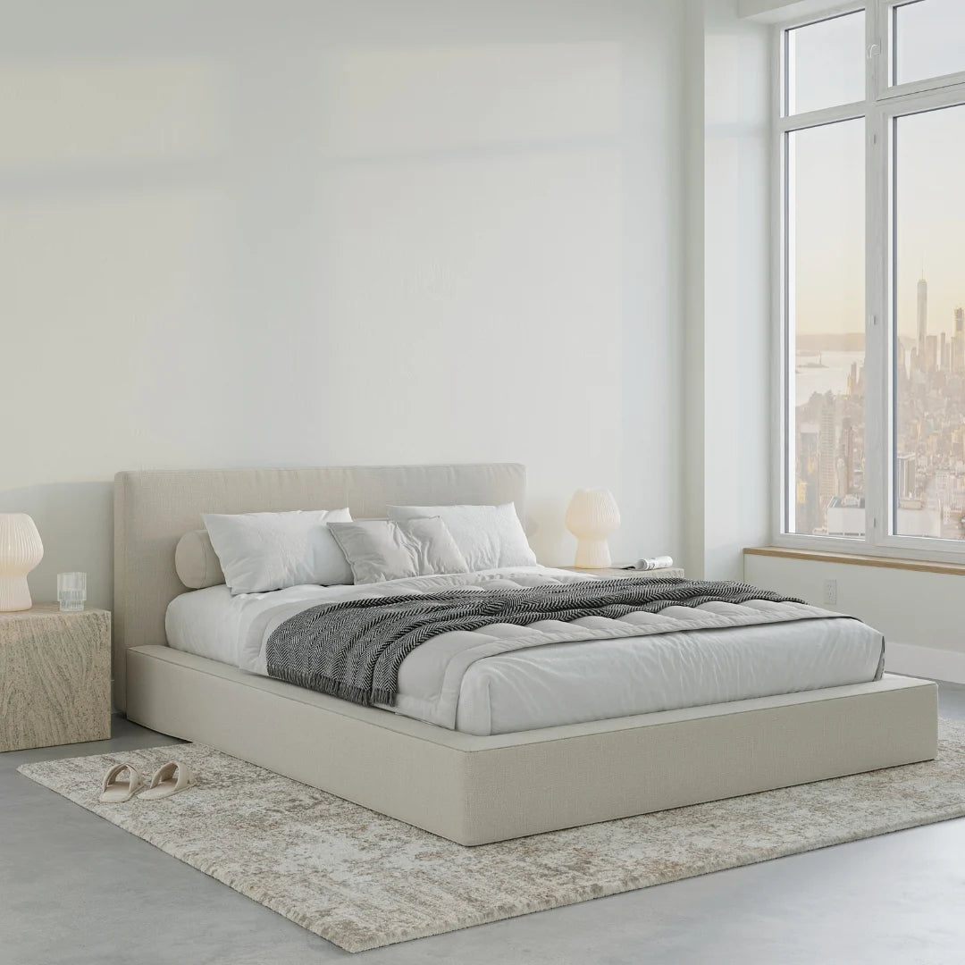 Premium Ultra Bed Set - Sturdy Bed Frame with Upholstered Headboard | Modern Bedroom Furniture for Master & Guest Rooms | Dune