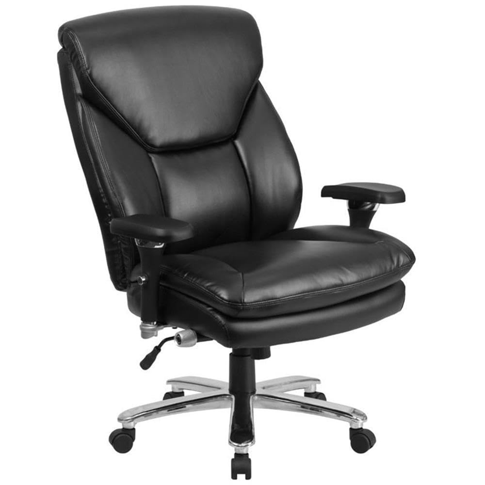 Premium Big and Tall Leather Office Chair - Ergonomic Swivel Executive Chair with Lumbar Support - Black Leather High Back Desk Chair for Home & Office Workspace