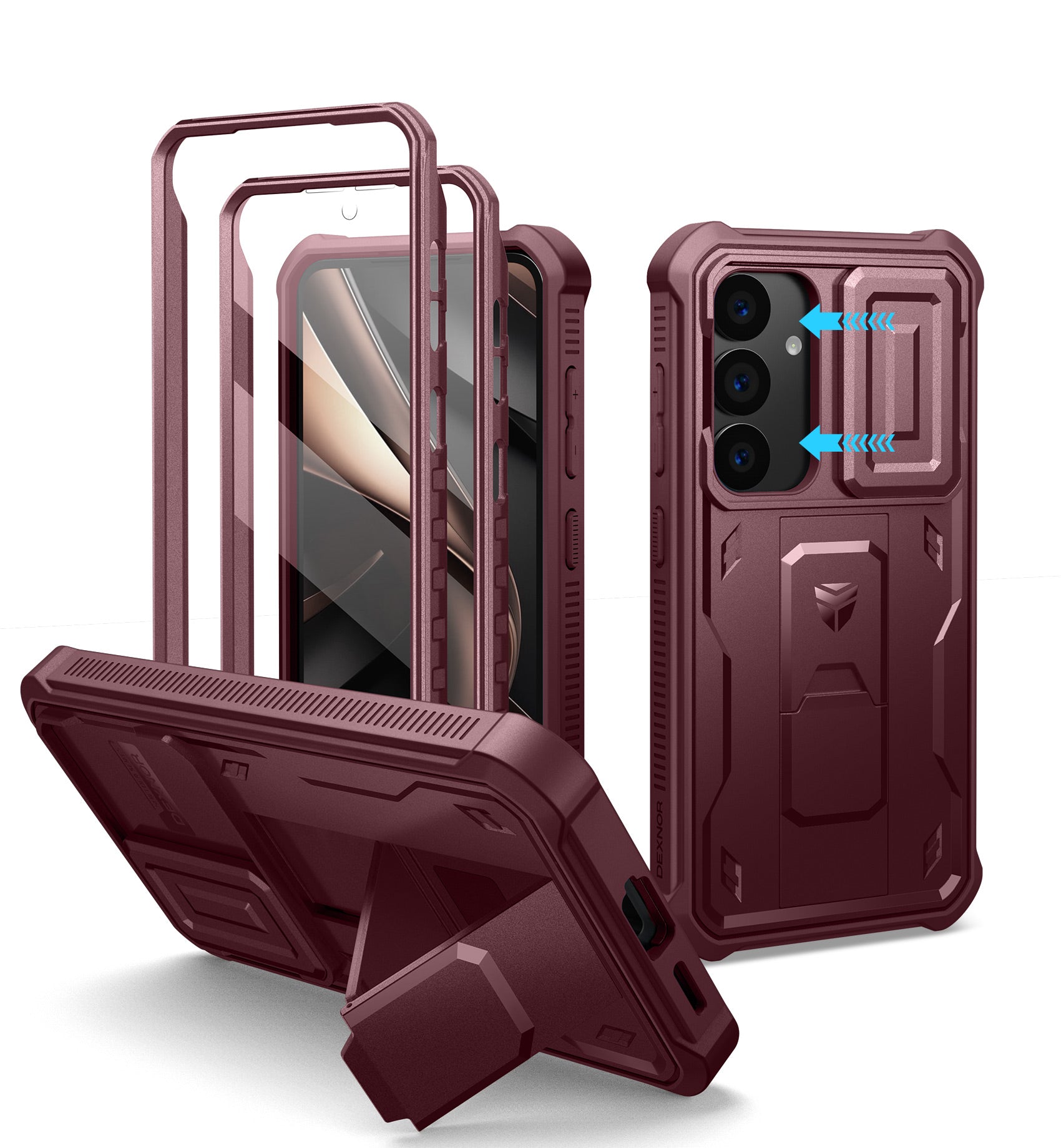 **Dexnor Heavy Duty Shockproof Rugged Case for Samsung Galaxy S25 – Full Body Protection with Built-in Screen Protector, Slide Camera Cover & Kickstand – Perfect for Outdoor, Work & Travel**