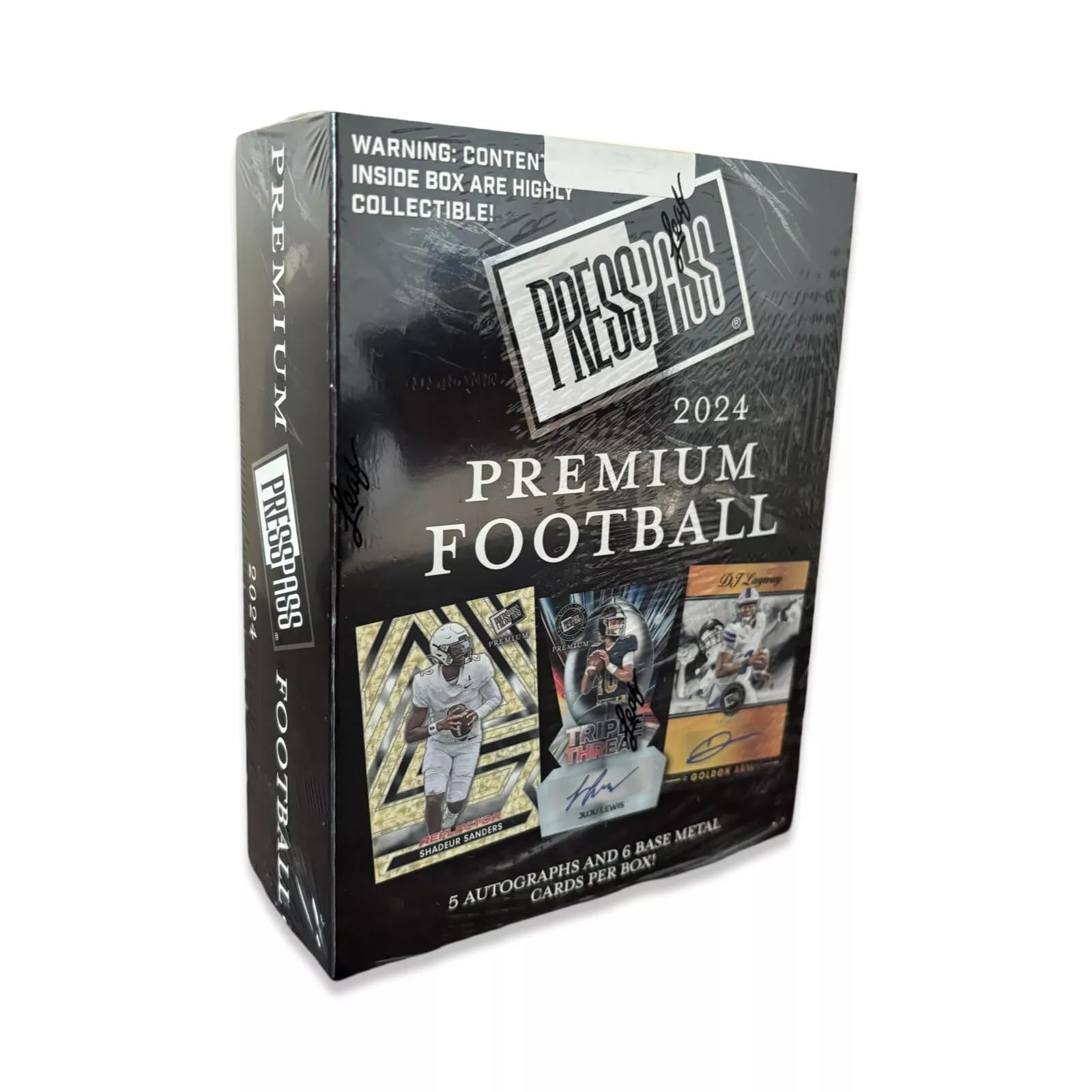 2024 Leaf Press Pass Premium Football Hobby Box - 24 Packs with Autographs & Memorabilia Cards - Collectible Trading Cards for NFL Fans & Sports Card Enthusiasts - Perfect for Gifts, Investments, and Game Day Excitement