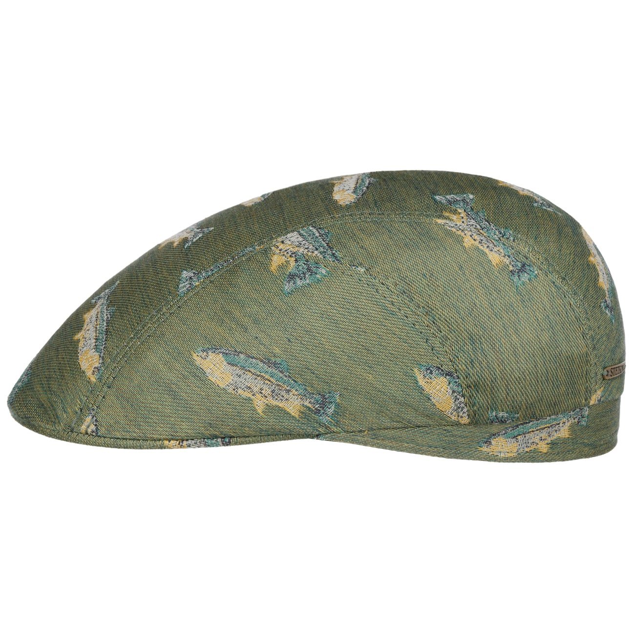 Stetson Allover Fish Print Flat Cap for Men - Classic Driver Hat for Golf, Fishing & Outdoor Activities
