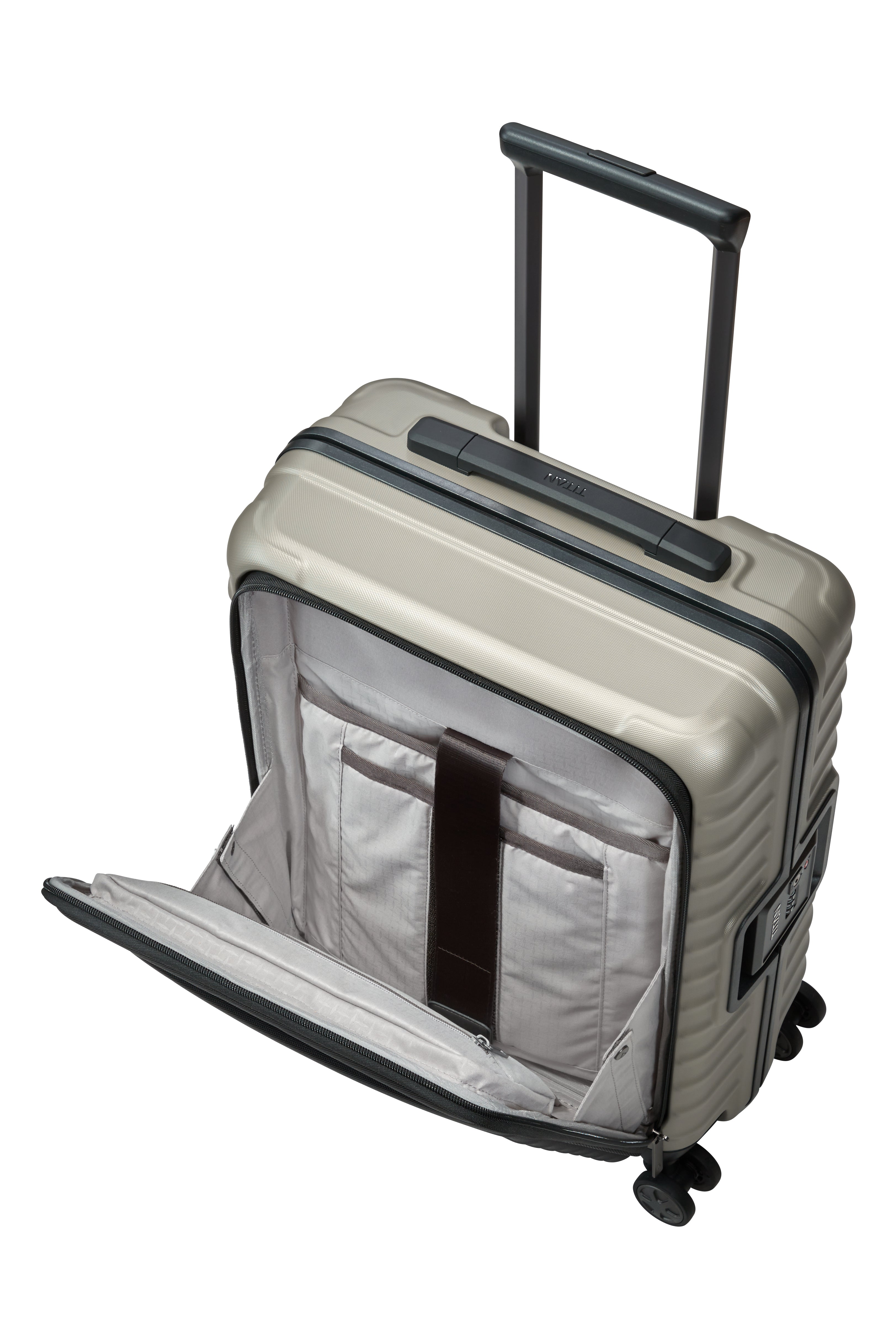 Titan LITRON Frame Trolley S Carry On Luggage with Front Pocket - Lightweight & Durable Suitcase for Business Travel, Weekend Getaways & Airplane Cabin Use