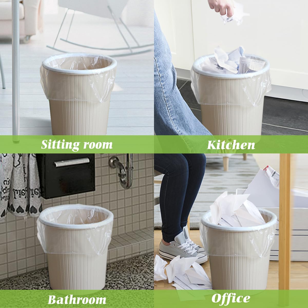 Teivio 2 Gallon 80 Counts Strong Clear Trash Bags - Heavy Duty Small Plastic Garbage Can Liners for Bathroom, Kitchen, Office & Home Use - Perfect for Waste Bins, Diaper Pails & Small Trash Cans