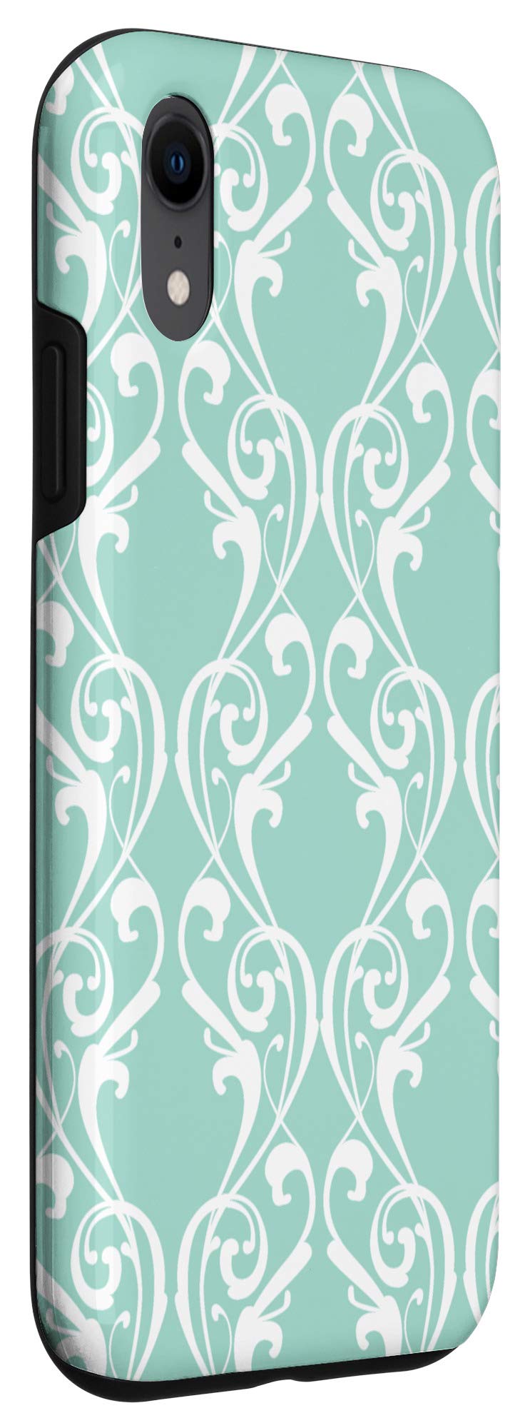 iPhone XR Case - Elegant Teal & White Victorian Pattern Design - Durable Protective Cover for Everyday Use & Special Occasions