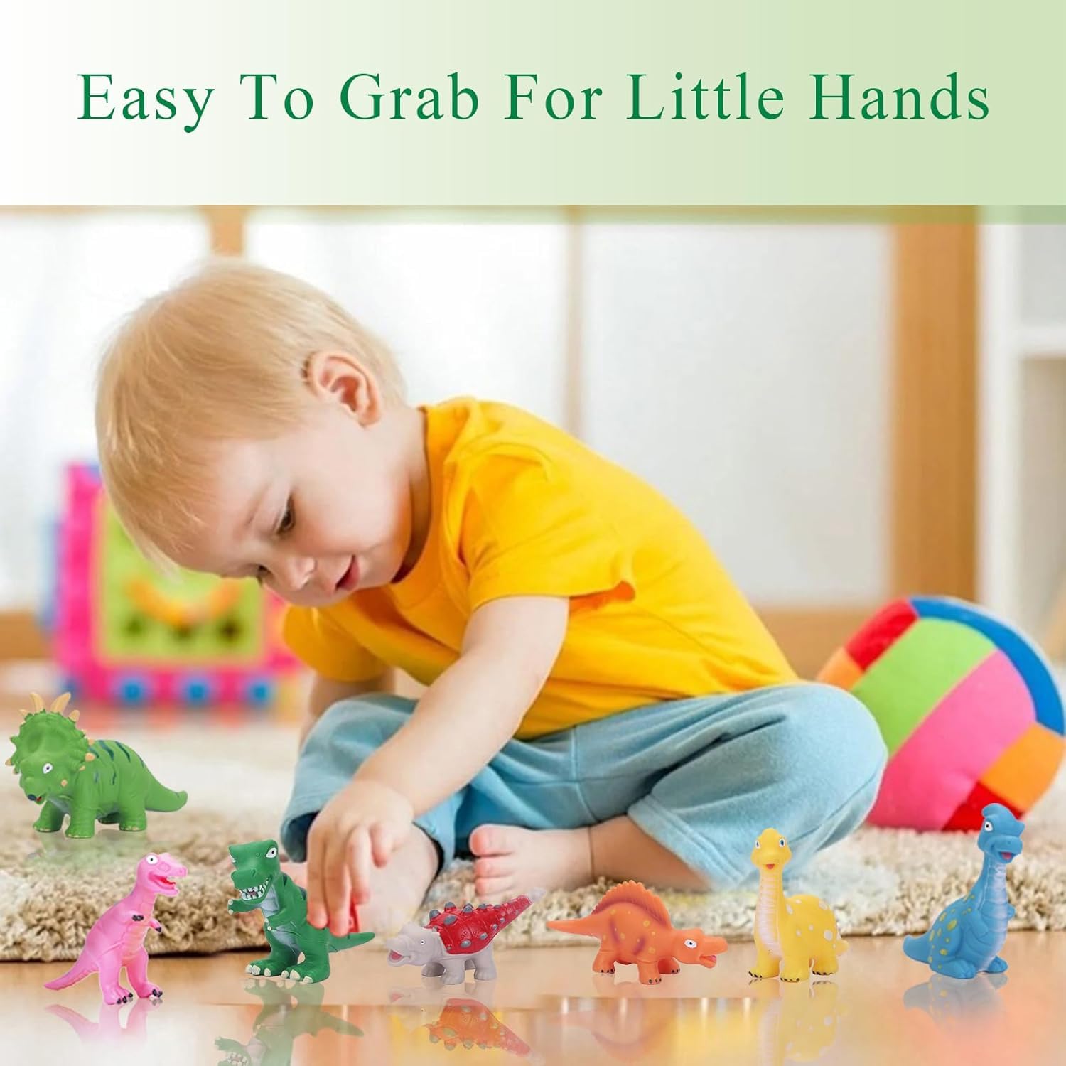 Non-Toxic Dinosaur Bath Toys for Toddlers 1-5 Years Old - BPA Free Bathtub & Pool Toys for Boys & Girls - Fun Educational Dinosaur Toys for Kids - Perfect for Bath Time, Pool Parties & Sensory Play