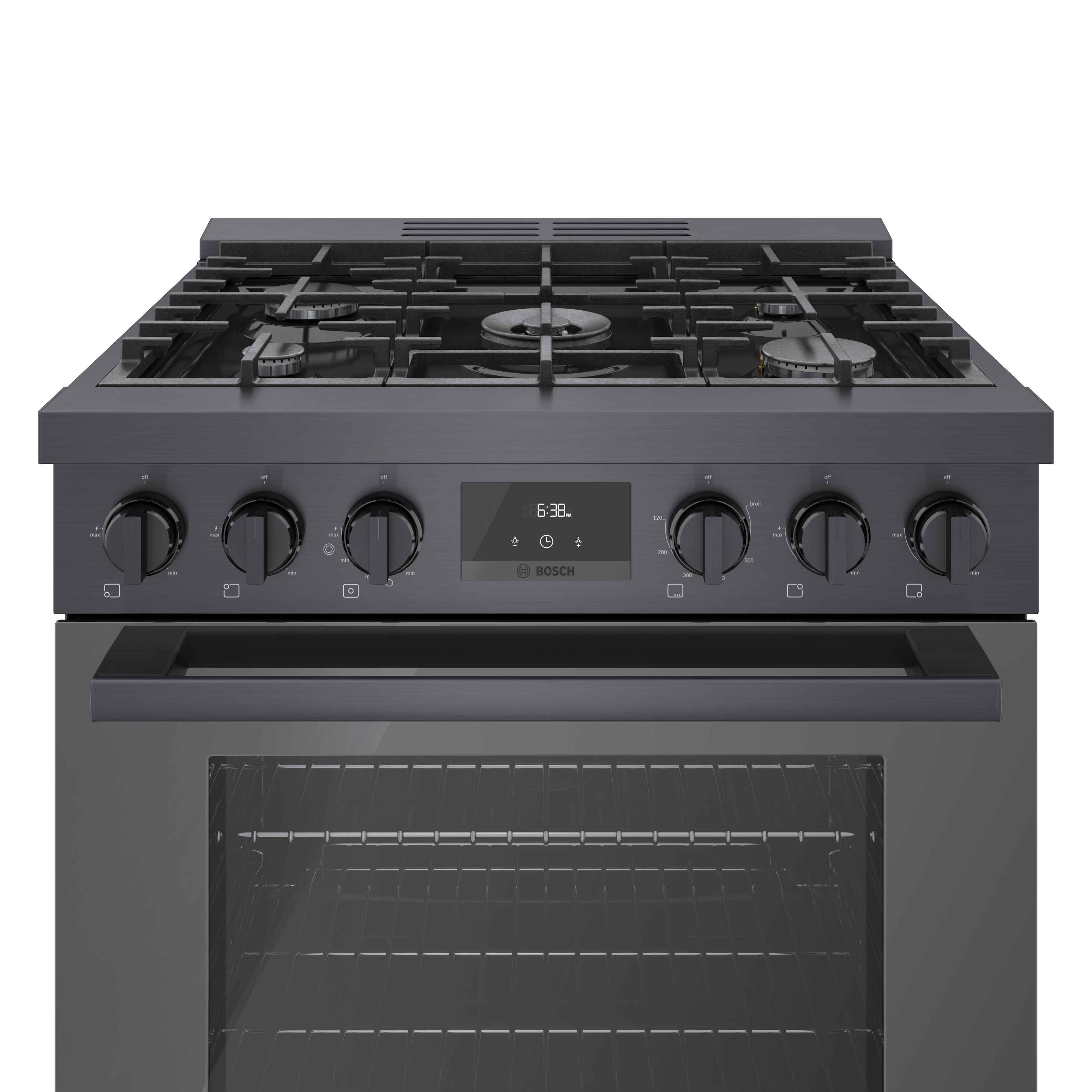 Bosch 30-Inch Industrial Style Gas Range - Black Stainless Steel HGS8045UC | Professional Kitchen Appliance for Home Chefs & Cooking Enthusiasts