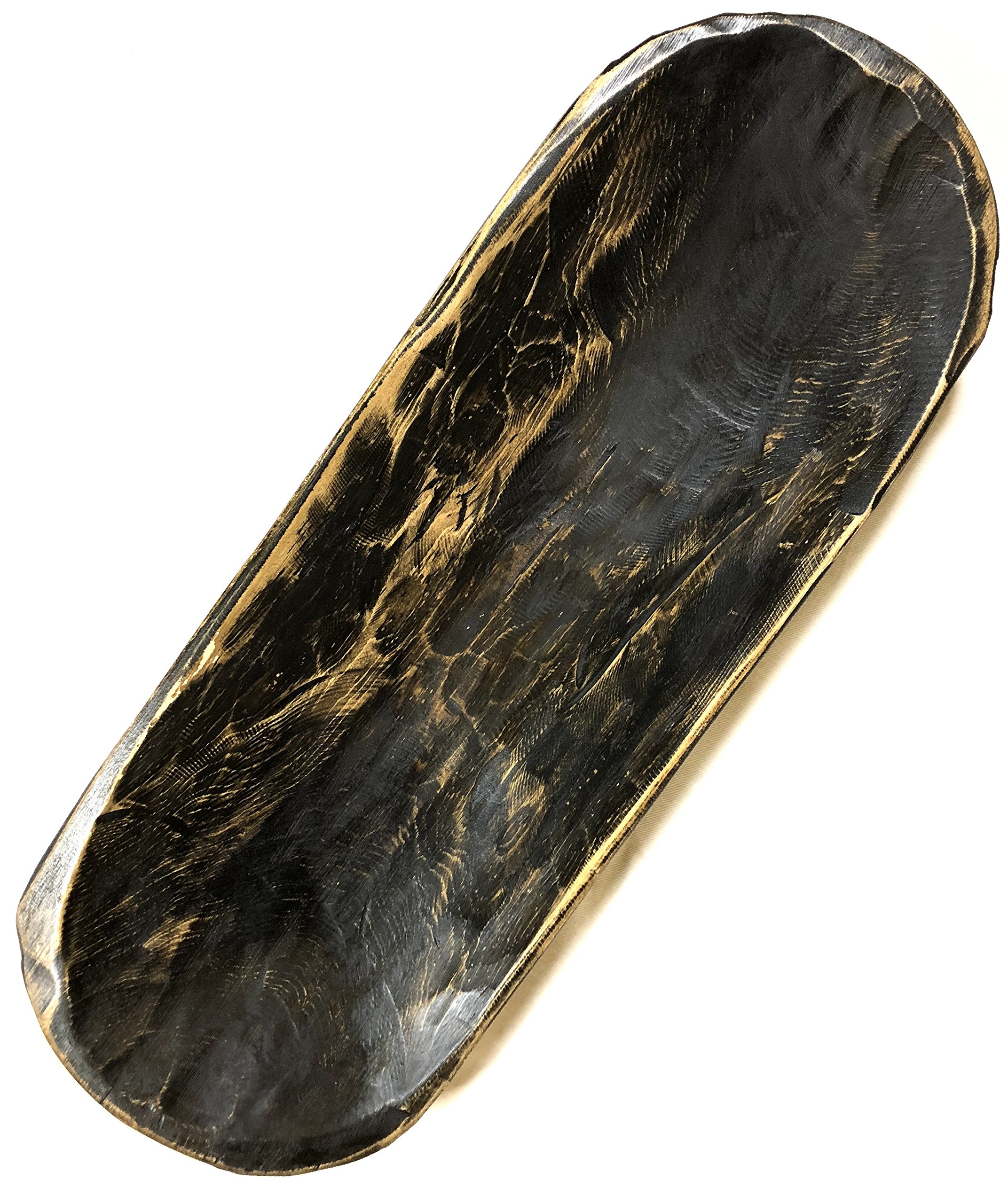 Handcrafted Black Wood Dough Bowl - Rustic Farmhouse Bread Making & Serving Tray - Perfect for Baking, Charcuterie Boards, and Home Decor