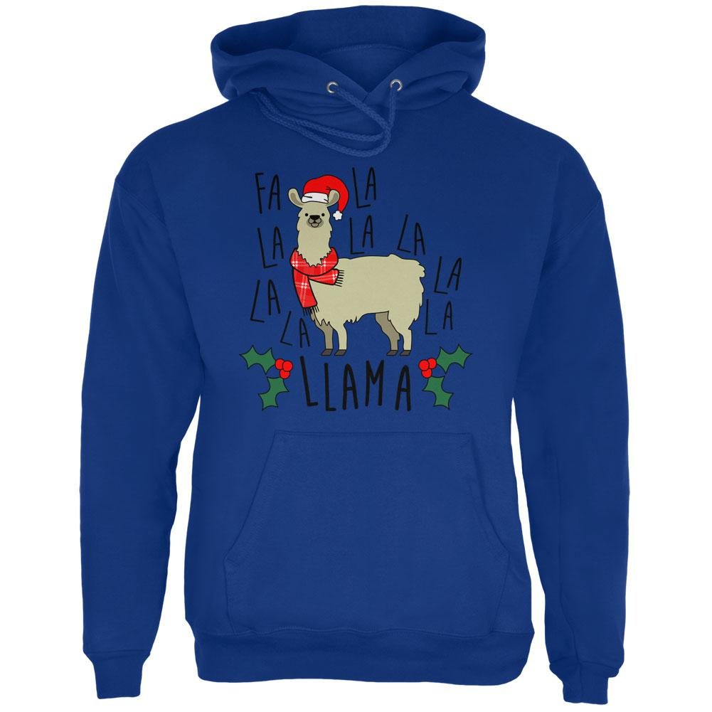 Christmas FA La Llama Men's Hoodie - Deep Royal Blue Pullover Sweatshirt for Holiday Gifts & Winter Fashion