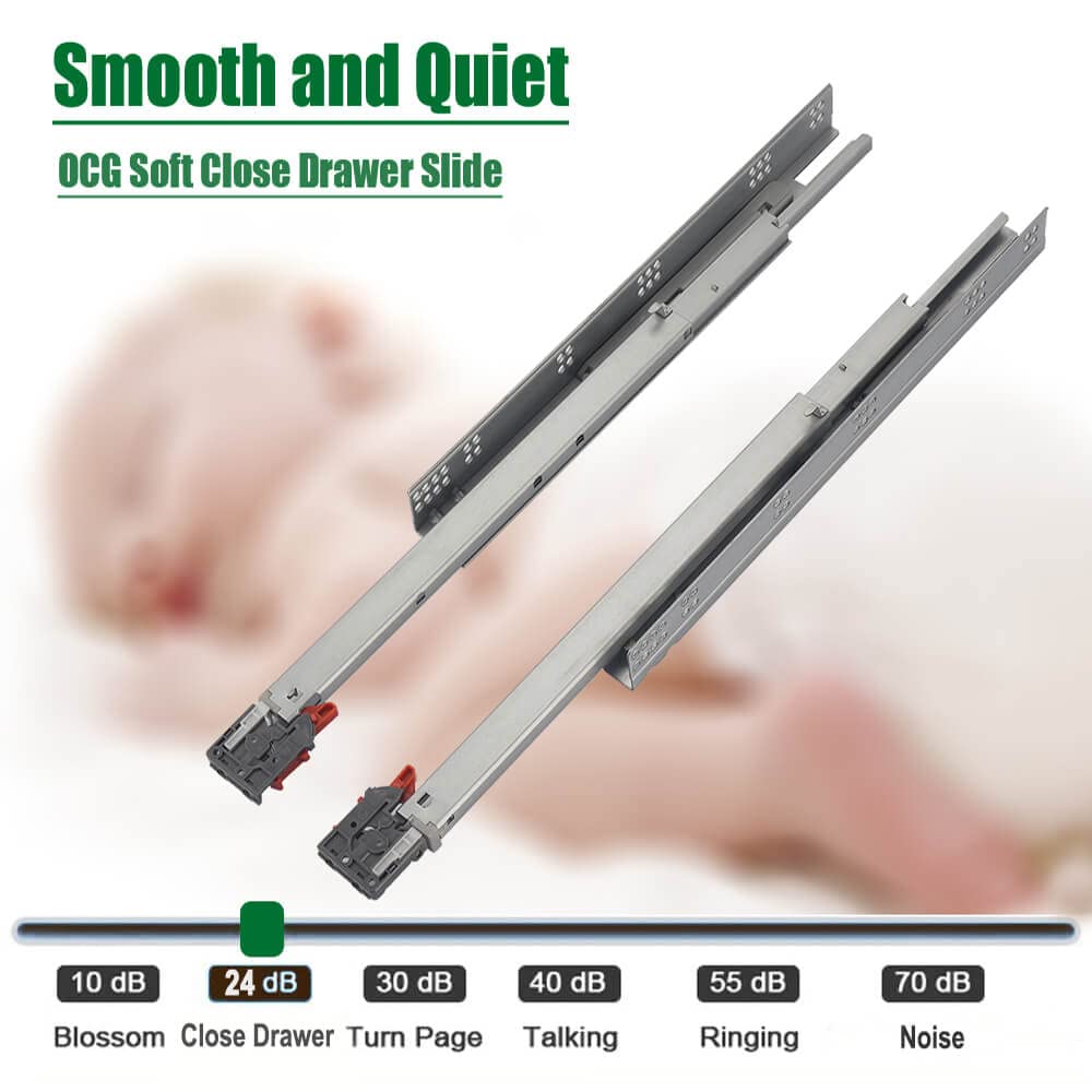 OCG 18-Inch Undermount Drawer Slides (6 Pairs) - Full Extension Soft Close Concealed Drawer Runners with Mounting Screws & Brackets - Perfect for Kitchen Cabinets, Dressers, and Office Furniture Organization