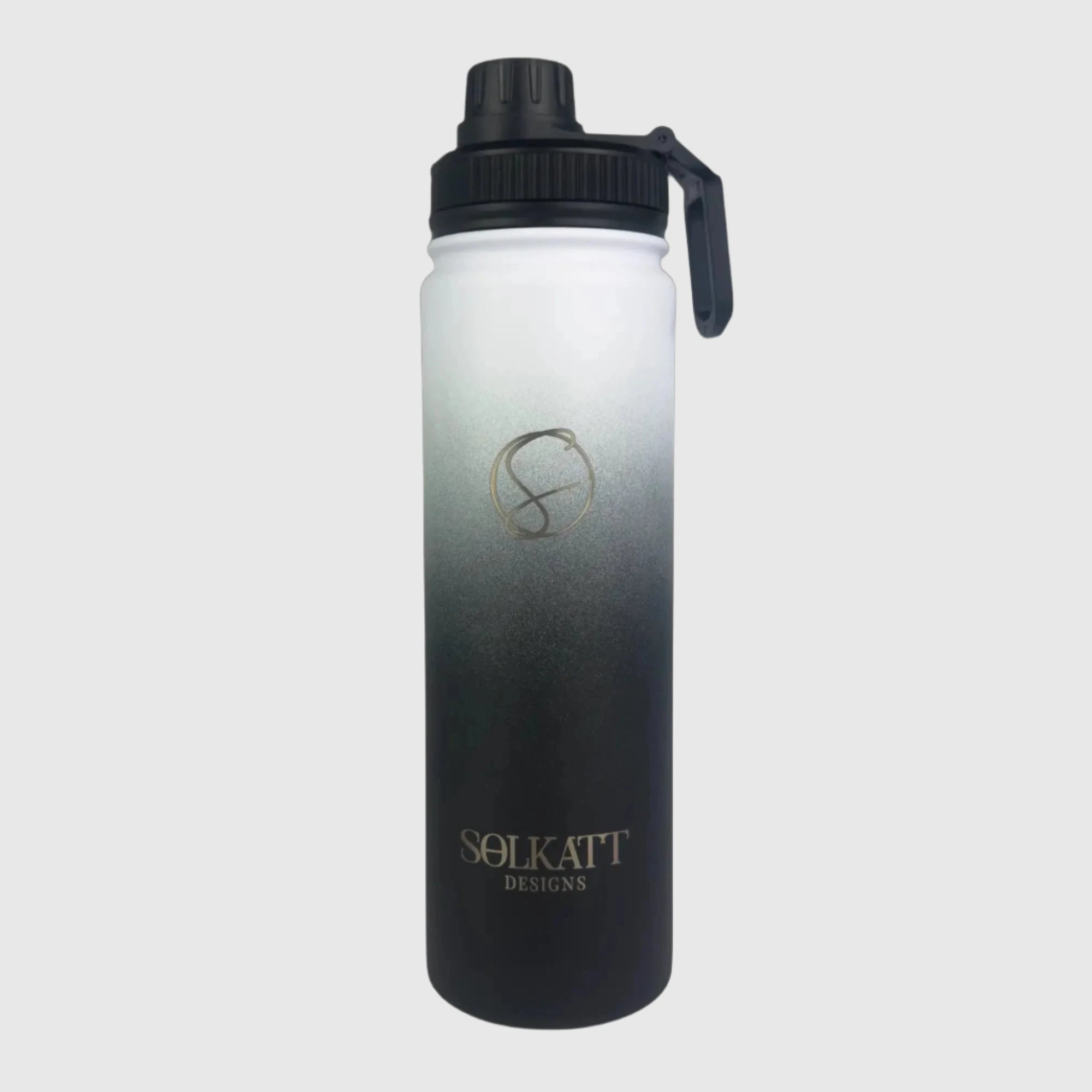 Premium 650ml (22oz) Stainless Steel Insulated Water Bottle - Midnight Black - Keeps Drinks Hot/Cold for 24 Hours - Perfect for Gym, Hiking, Office & Outdoor Activities