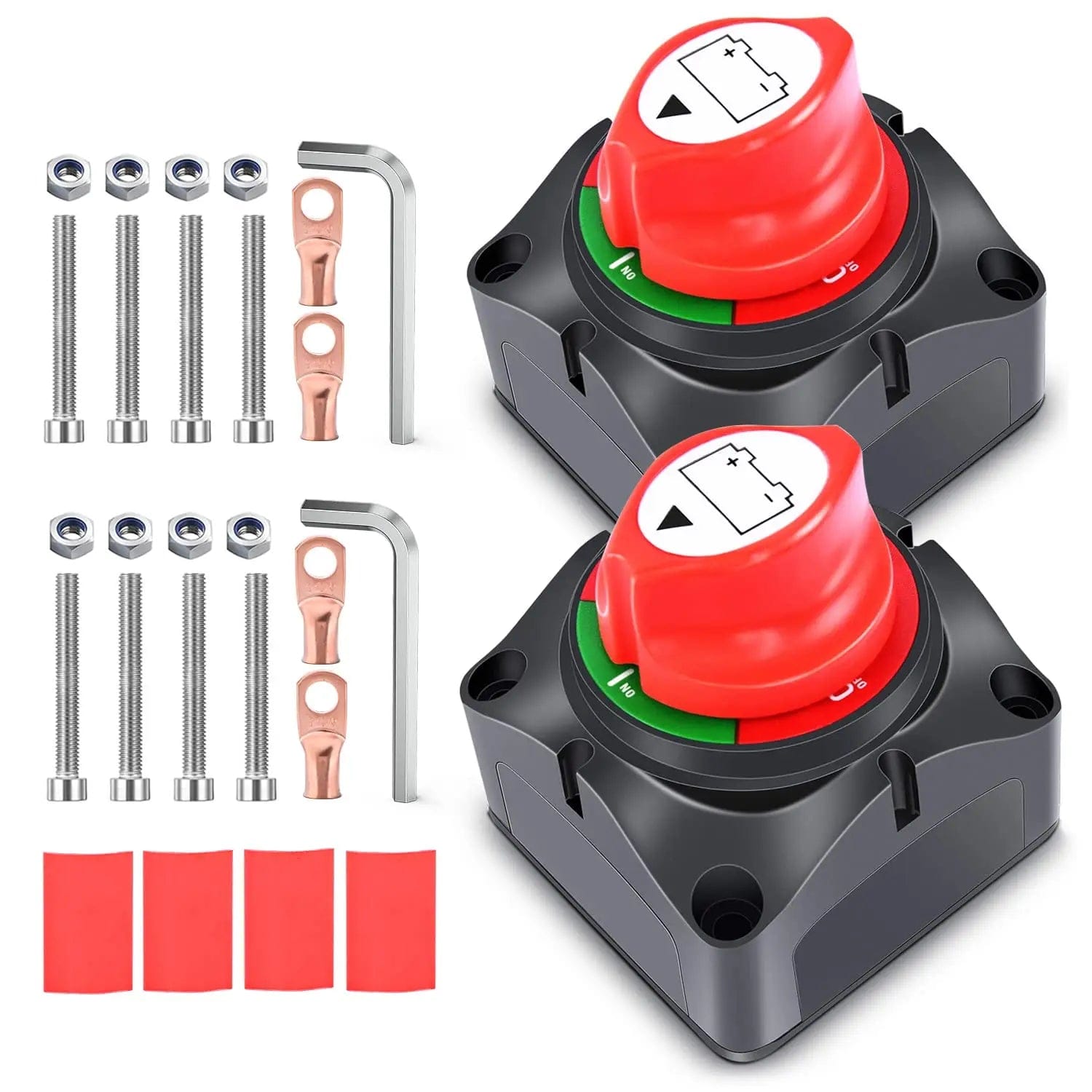 2Pcs 12V 48V DC Battery Disconnect Switch - Heavy Duty On/Off Power Cutoff for RV, Boat, Car, Solar System & Off-Grid Applications
