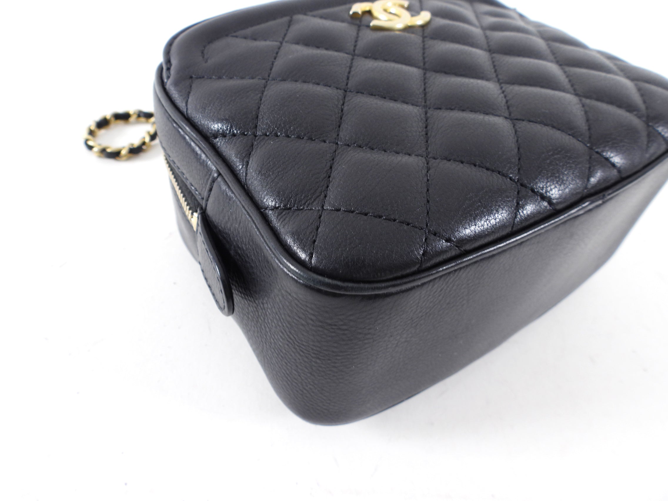 Chanel Black Lambskin Leather Extra Pocket Vanity Chain Bag - Luxury Crossbody Purse for Women, Perfect for Evening Parties & Date Nights