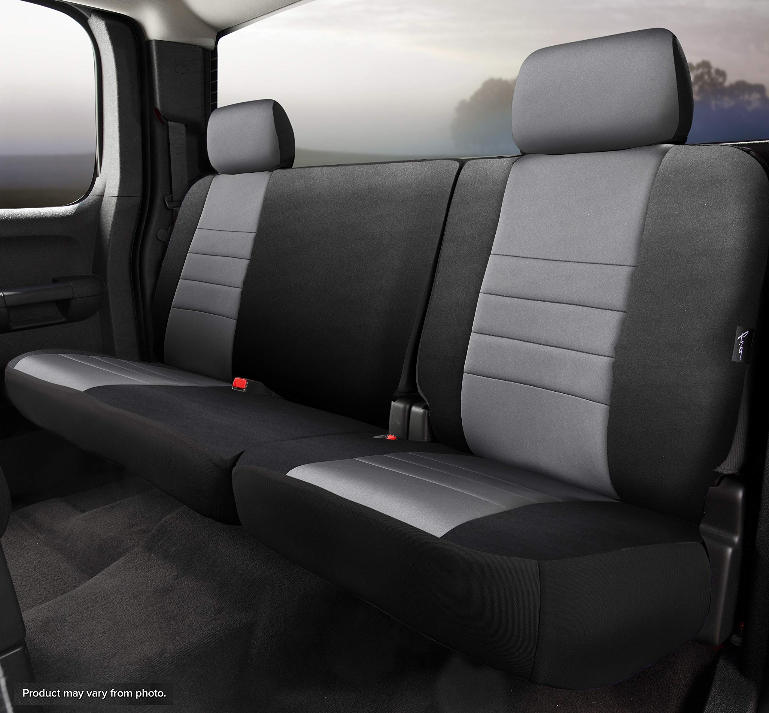 Fia NP92-52 Gray Custom Fit Seat Cover for Rear 40/60 Split Seat - Waterproof Neoprene Material (Black with Gray Center Panel) - Perfect for Trucks, SUVs & Off-Road Vehicles