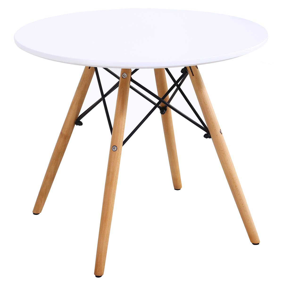 Costzon 5-Piece Kids Table and Chair Set - Mid-Century Modern Style Wooden Legs & Iron Frame Toddler Desk for Dining, Drawing, Playing - High Weight Capacity (White) - Perfect for Preschool Learning, Playroom, and Children's Activities