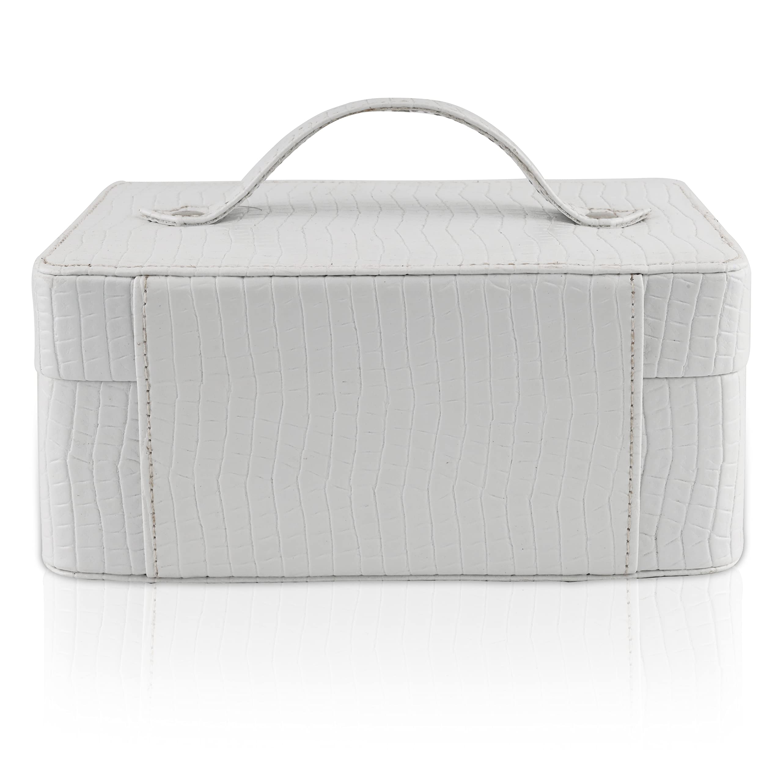 Professional Cosmetic Makeup Kit Organizer - Travel Toiletry Vanity Box with Storage Compartments | Portable Cosmetic Bag for Home & Travel | Perfect for Makeup Artists, Beauty Enthusiasts & On-the-Go Professionals (White)
