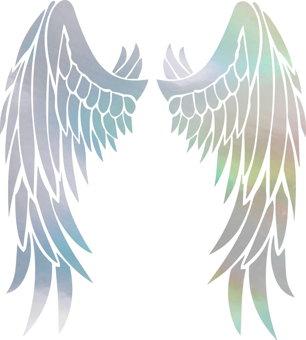 Saint Wings Lovely 1 (Hologram) - Set of 2 Premium Waterproof Vinyl Decal Stickers for Laptop, Phone, Helmet, Car Window, Bumper, Mug, Cup, Door & Wall - Perfect for DIY Decoration, Personalizing Devices, and Adding Style to Your Space