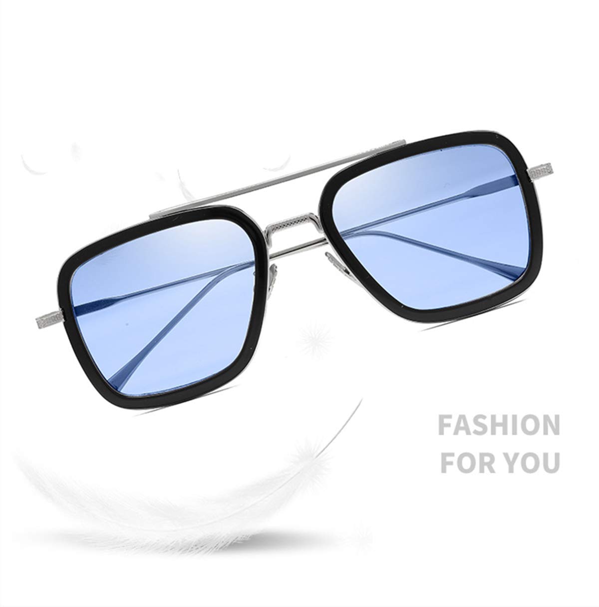 Tony Stark Sunglasses for Men & Women - Vintage Square Metal Frame Iron Man & Spider-Man Style Eyeglasses - Perfect for Cosplay, Halloween, and Superhero Fans