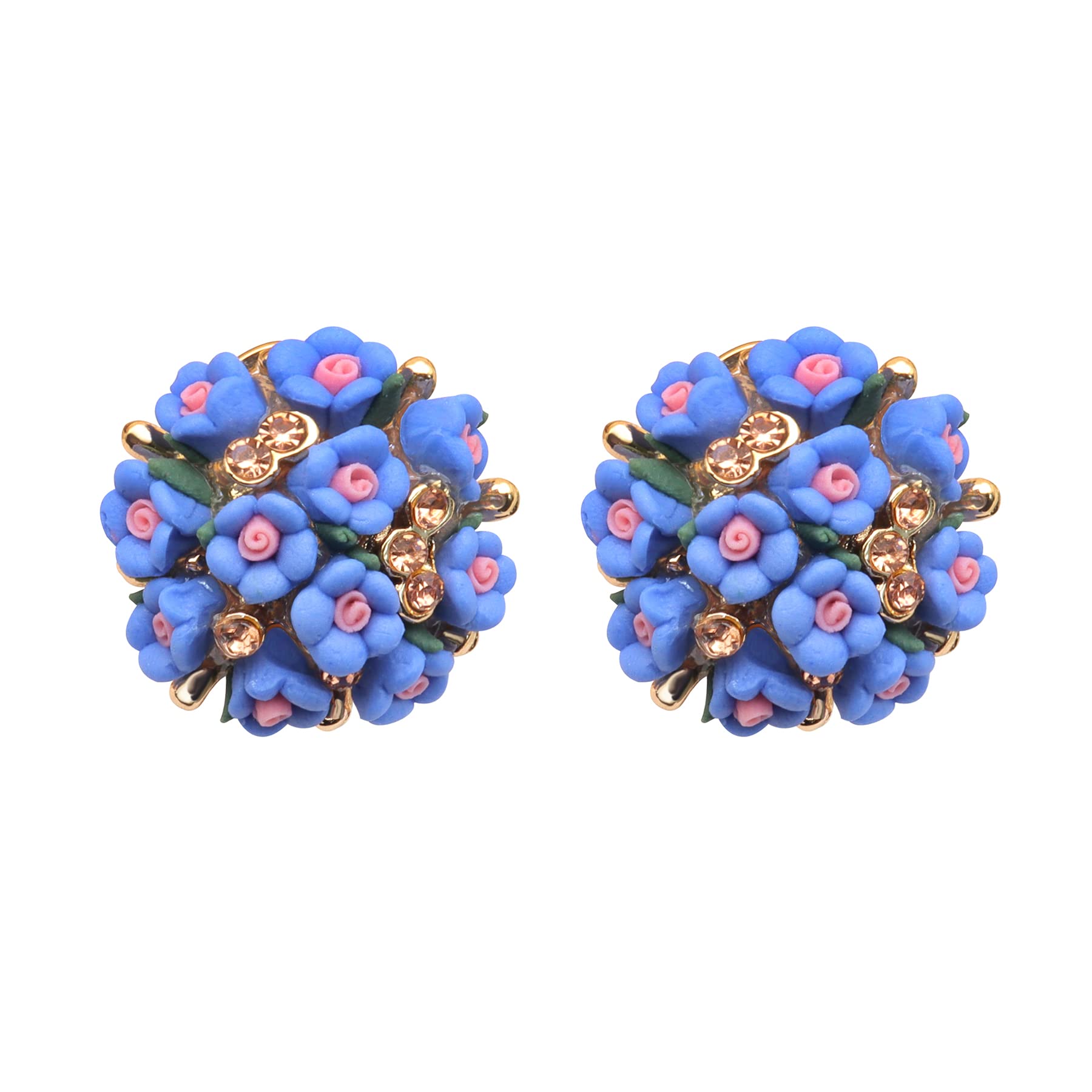 Ceramic Flower Stud Earrings for Women - Colorful Rose Ball Earrings for Wedding, Bridesmaid & Everyday Wear | Elegant Floral Jewelry Gift for Her