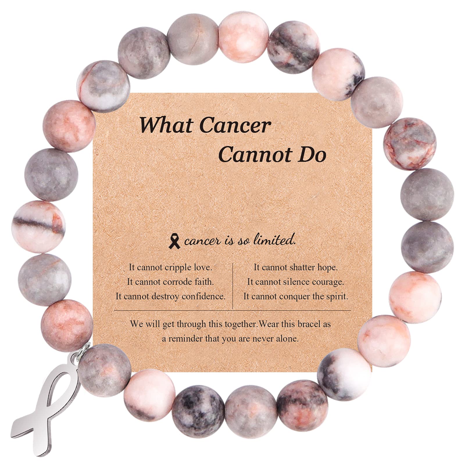Breast Cancer Awareness Bracelets for Women - Natural Stone Beaded Inspirational Jewelry Gifts for Sister, Best Friend & Girls | Support Survivors, Show Solidarity & Spread Hope