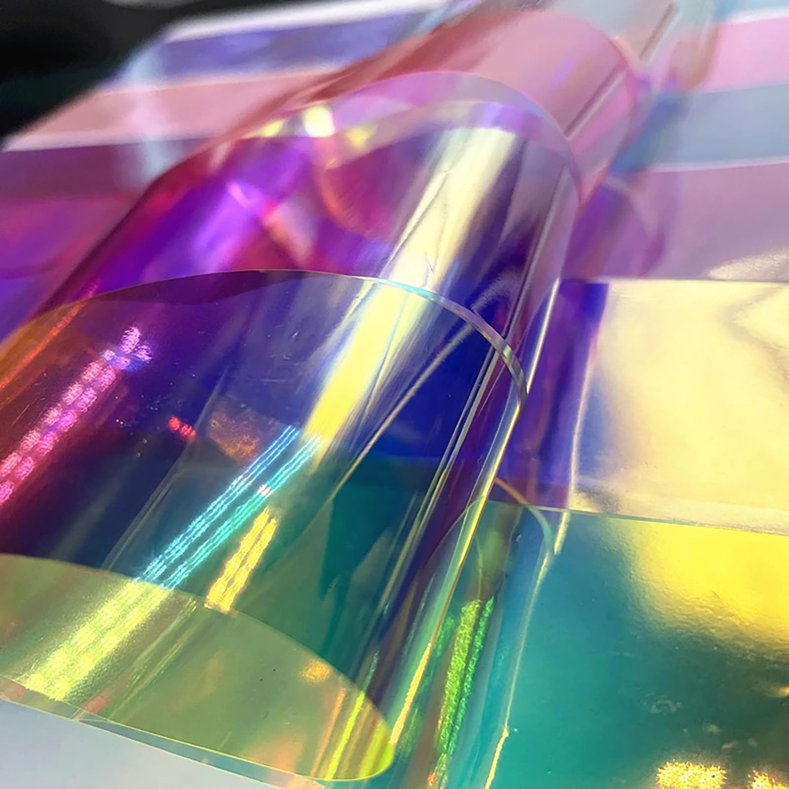 20 Sheets Iridescent Cellophane Nail Foils - Holographic Aurora Glass Broken Nail Art Stickers for DIY Manicure, Nail Salon & Party Nail Designs - Reflective Neon Nail Decoration for Gel Polish & Acrylic Nails