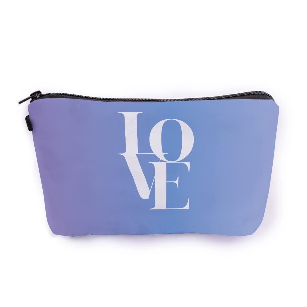 Crazyify Love Printed Canvas Cosmetic Bag for Women | Waterproof Zipper Pouch Makeup Organizer | Travel Toiletry Storage Bag | Perfect for Daily Use, Gym, Travel & Gift Giving