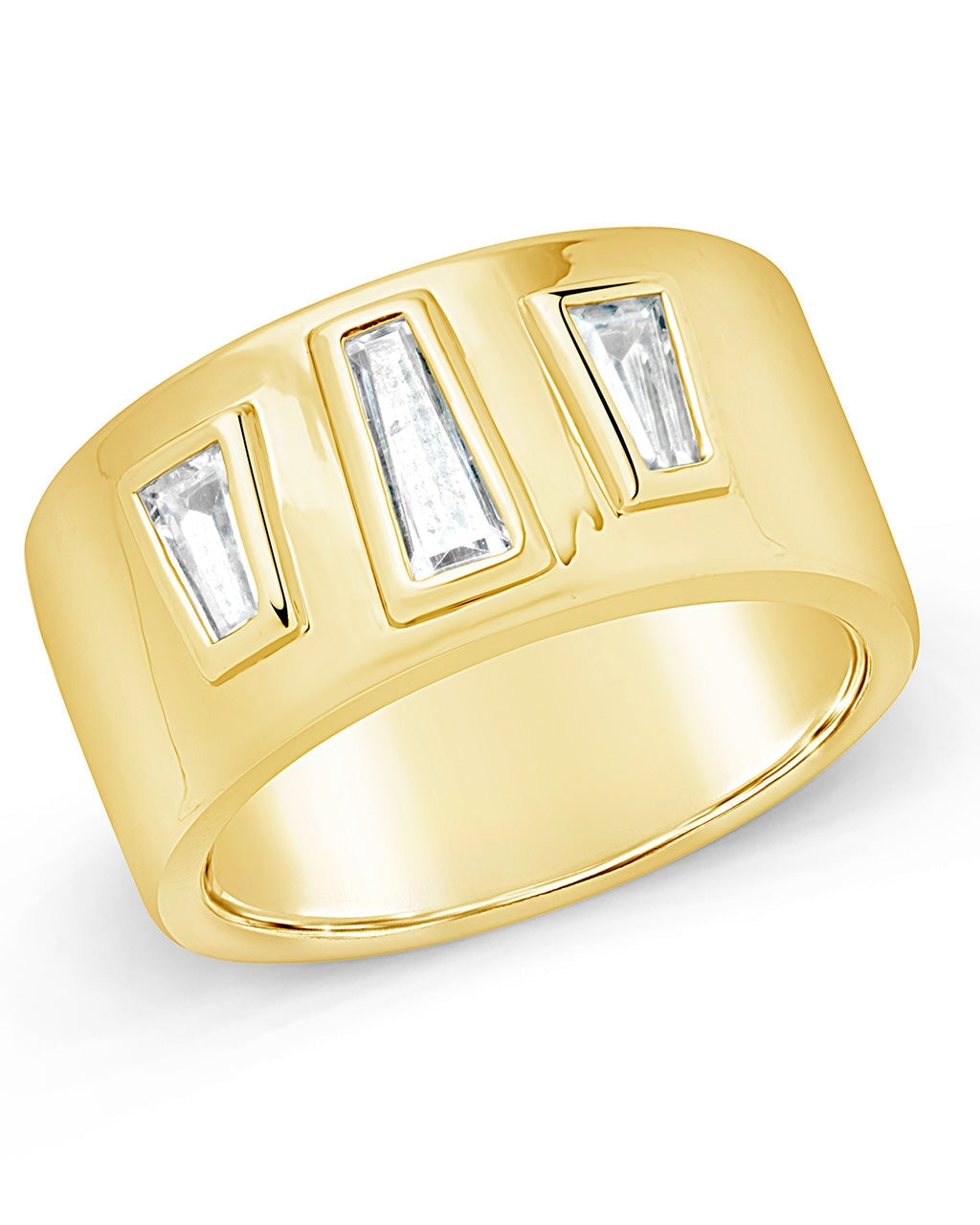 Colsie Tapered CZ Cigar Band Ring - Elegant Cubic Zirconia Wedding Engagement Ring for Women, Perfect for Bridal, Anniversary & Special Occasions