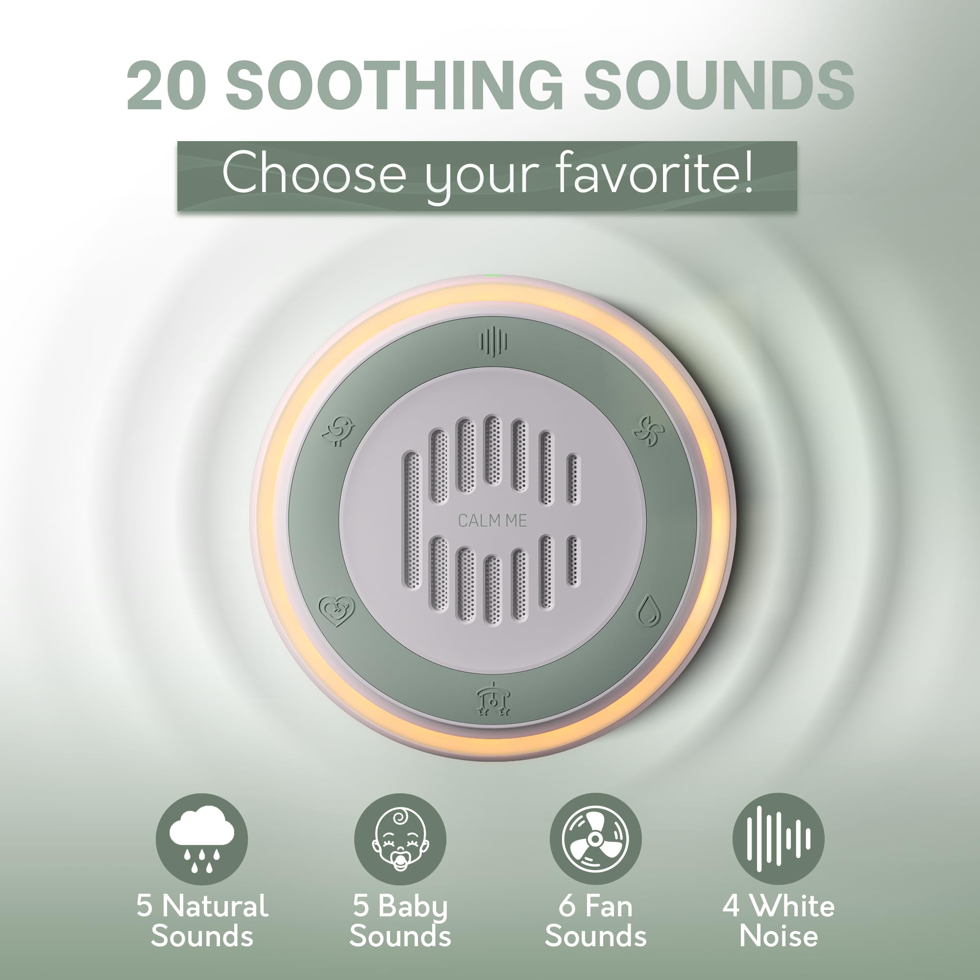 Wall Plug-in White Noise Machine for Office Privacy & Noise Canceling - 20 Soothing Sounds & Nightlight for Adults, Baby Sleep Therapy - Perfect for Home, Office & Nursery Use